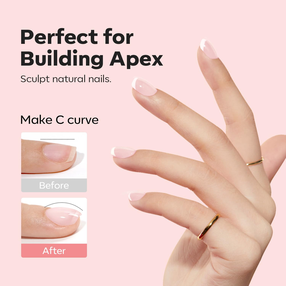 modelones Builder Nail Gel, 8-in-One Barely Pink Builder, Sheer Pink Rubber Base Gel Polish, LED