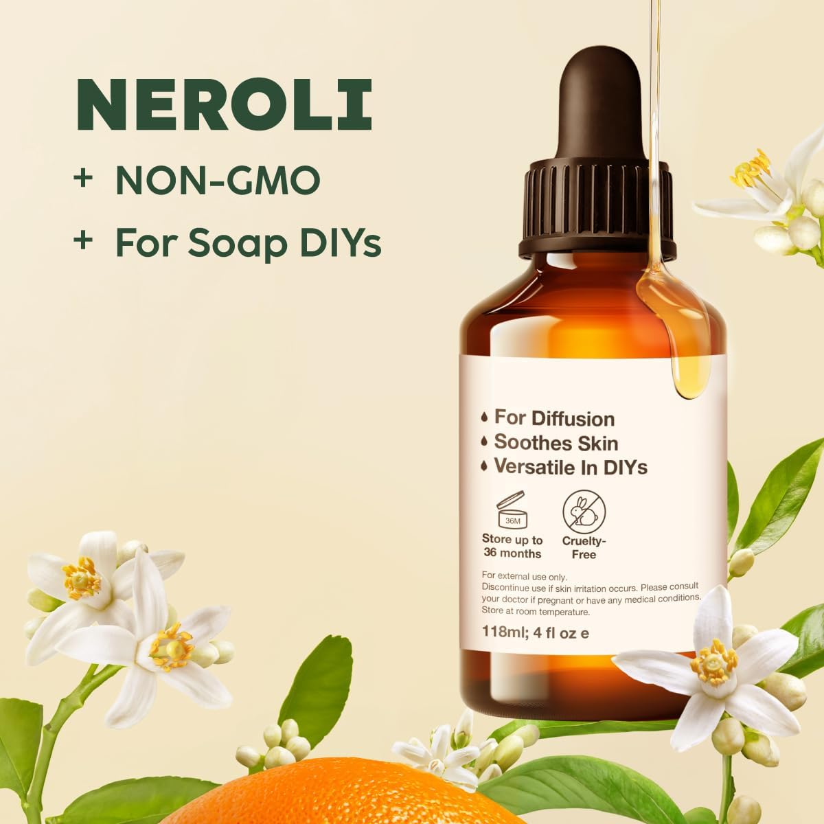 Kukka Neroli Essential Oil for Diffuser Skin - 4 Fl Oz - Neroli Oil, Floral Scent, for
