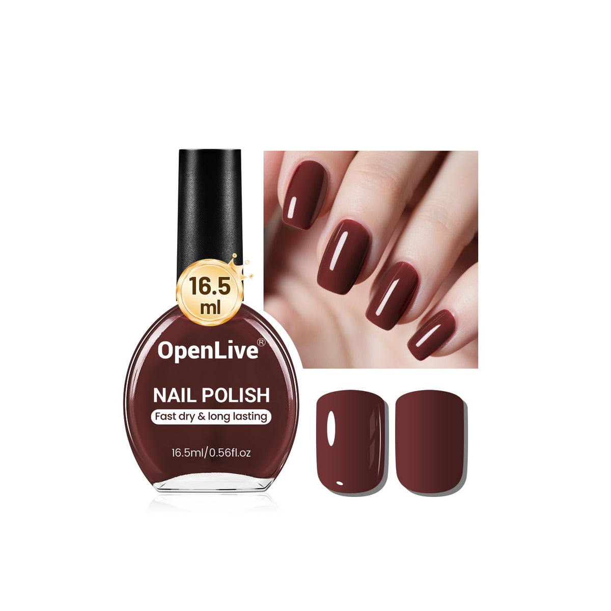 16.5ml Brown Nail Polish Large Volume Quick Drying Nail Polish, Fast Drying and Long Lasting Color