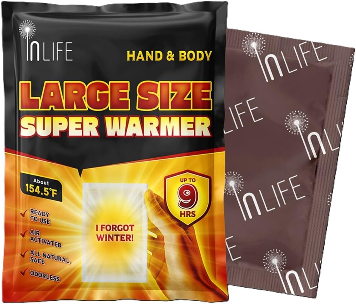 InLife Large Size Super Warmer for Hands and Body, All Natural & Safe, Bigger & Wider Area Covered
