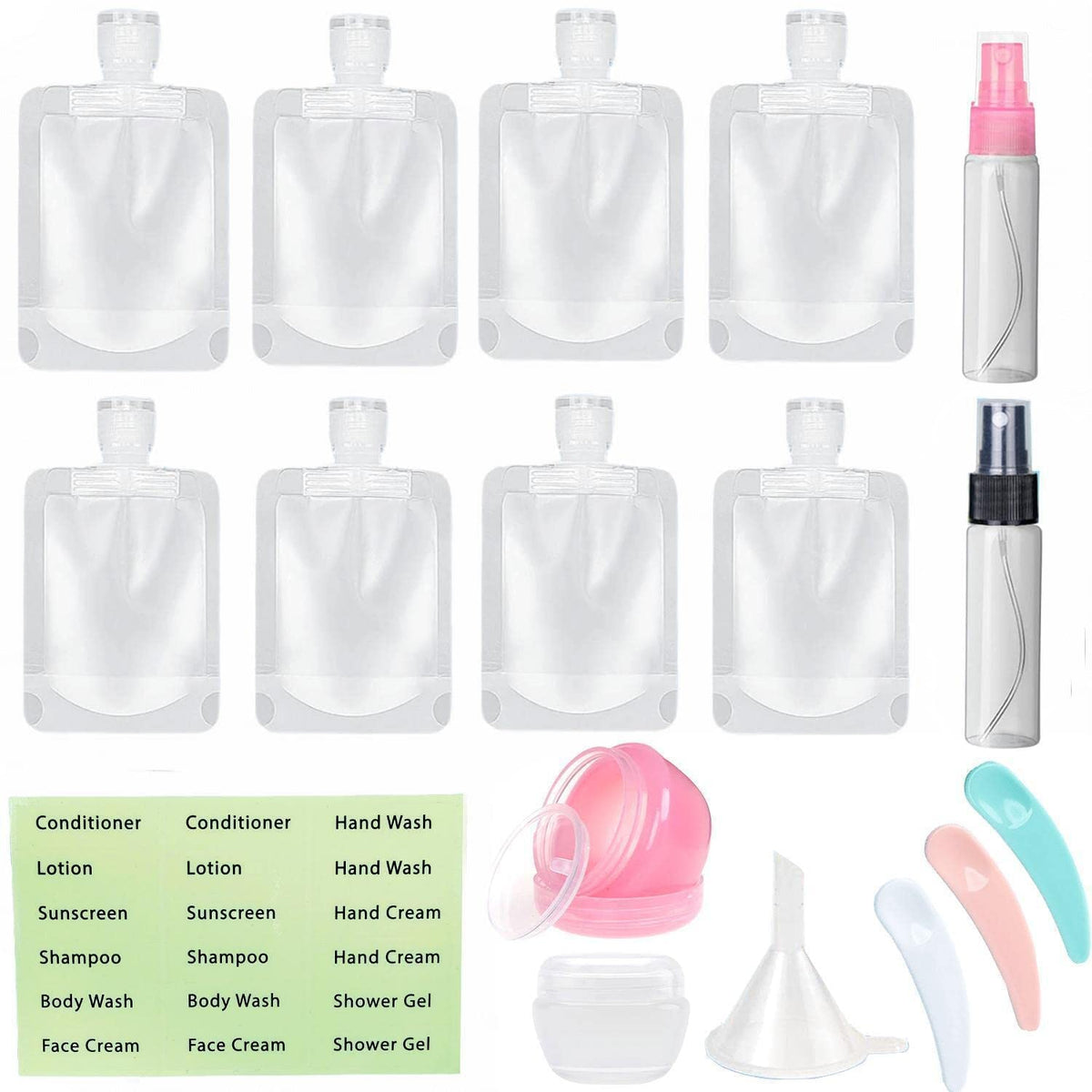 17 Pack Travel Pouches for Toiletries,TSA Approved,Travel Size Portable Containers,Stand Up