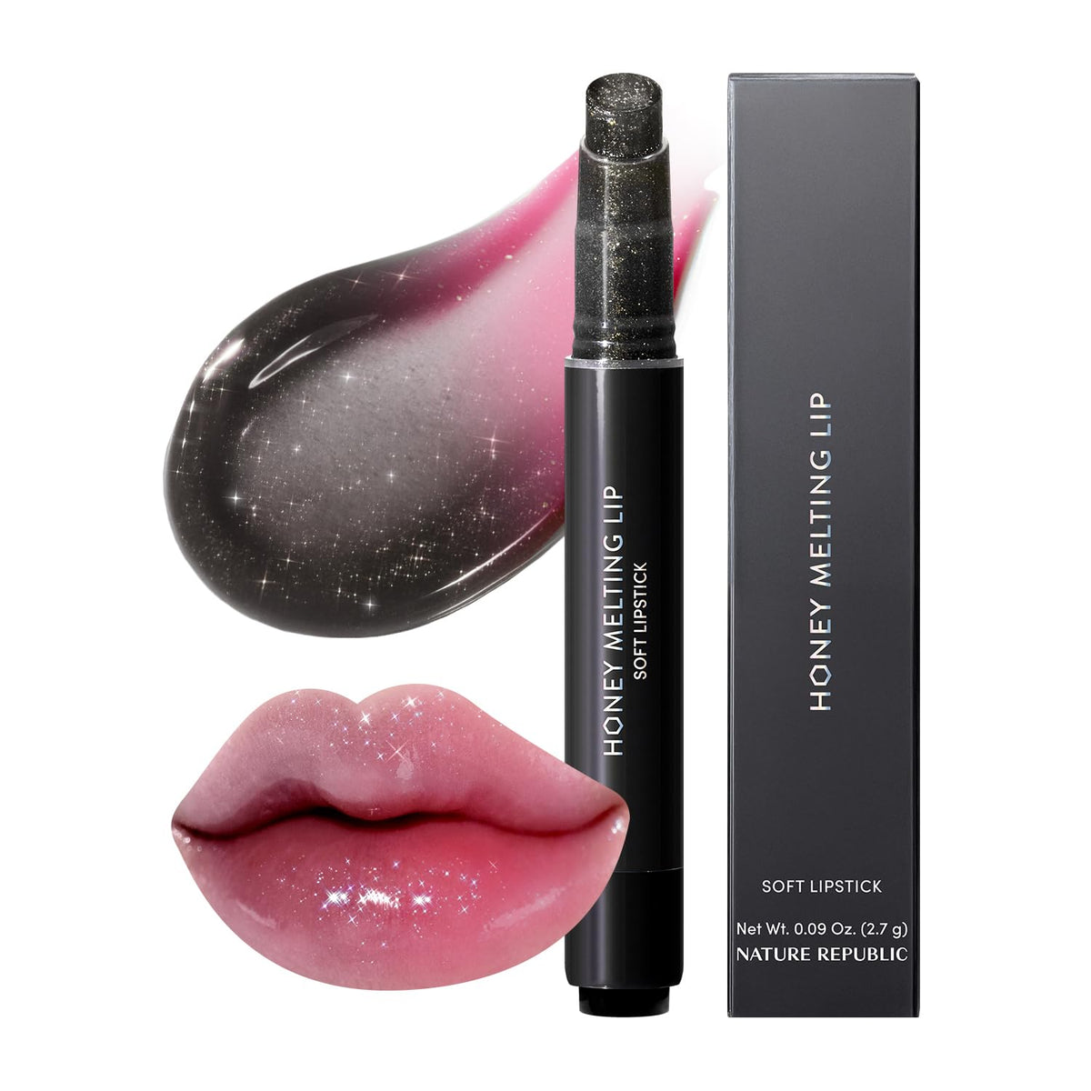 Nature Republic HONEY MELTING LIP GLITTER & PLUMPING (16 MIDNIGHT SPARKLE) SOFT LIP STICK