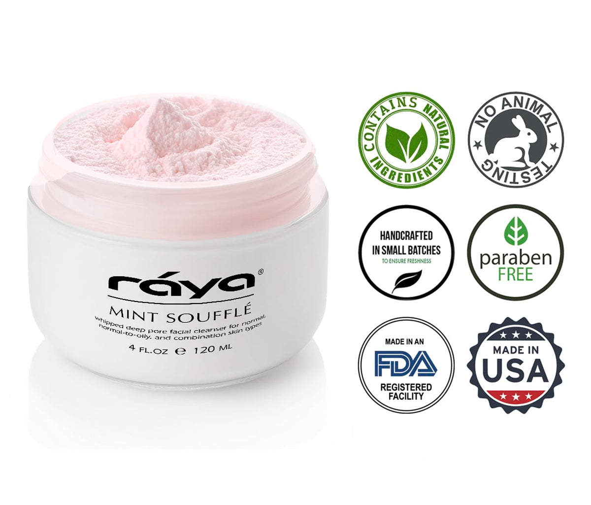 RAYA Mint Soufflé Facial Cleanser 4 oz (102) | pH Balanced Face Wash for Oily and Combination Skin|
