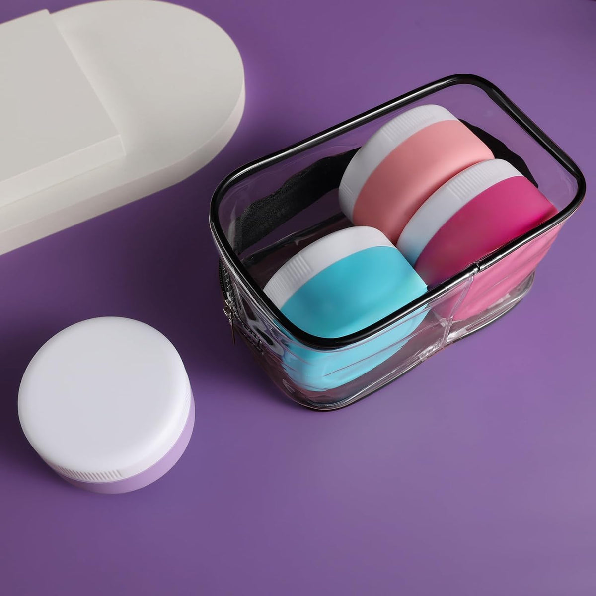 Travel Containers for Toiletries, Silicone Cream Jars BPA-Free, Leak-proof 1.35oz Travel Size
