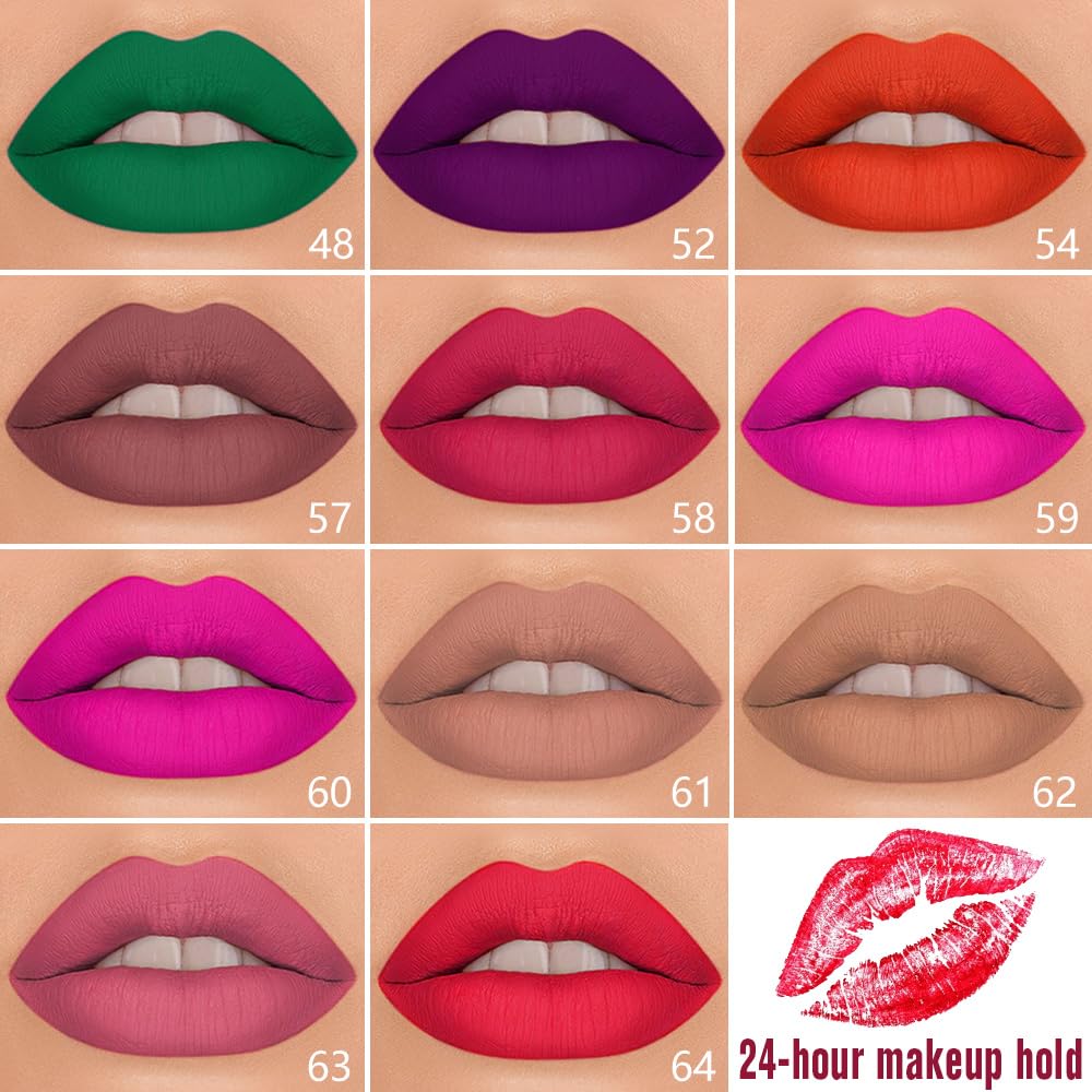 evpct 1Pcs Fire Bright Red Matte Lip Liner & Liquid Lipstick Stain Makeup Set for Women, Red Lip