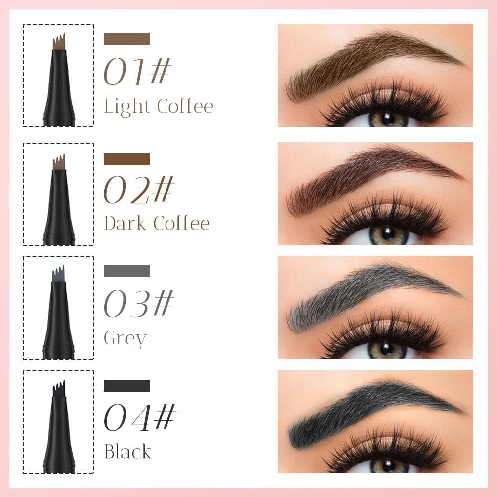 Microblading Eyebrow Pen, 2025 New 3D Waterproof Eyebrow Pencil, Premium Eye Brow Pen with 4 Tip