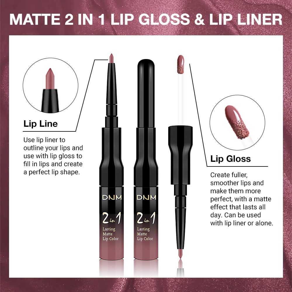evpct 1Pcs Antique Rose Matte Lip Liner and Liquid Lipstick Stain Makeup Set for women, Nude Pink