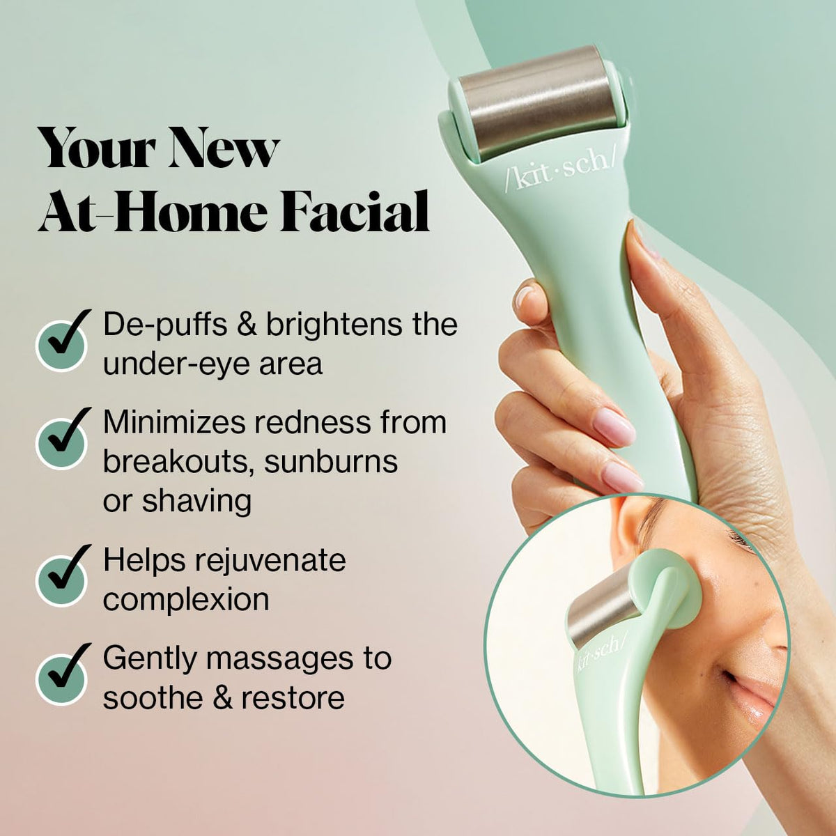 Kitsch Ice Roller for Face – Stainless Steel Face Ice Roller to Reduce Puffiness, Redness &