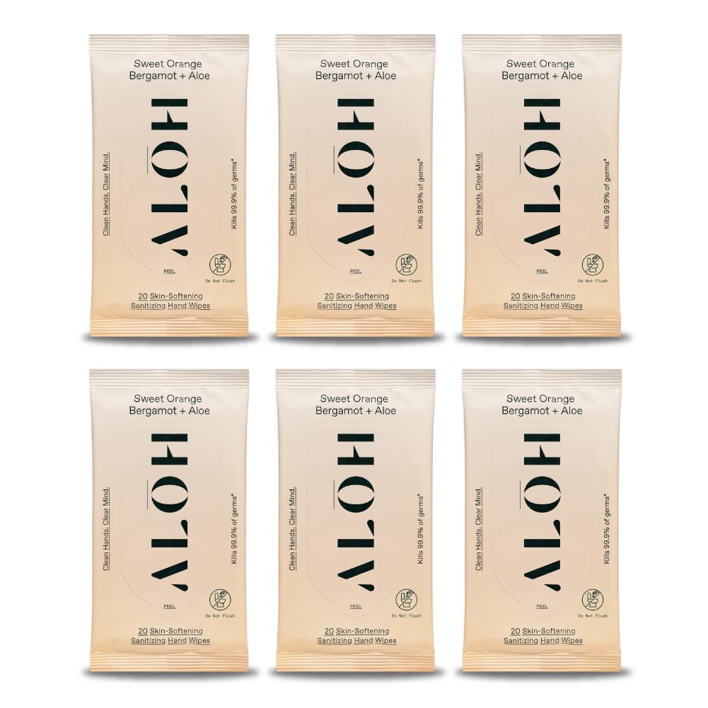 ALŌH Sweet Orange Bergamot + Aloe Sanitizing Hand Wipes - Clean Hands, Clear Mind - On The Go Hand