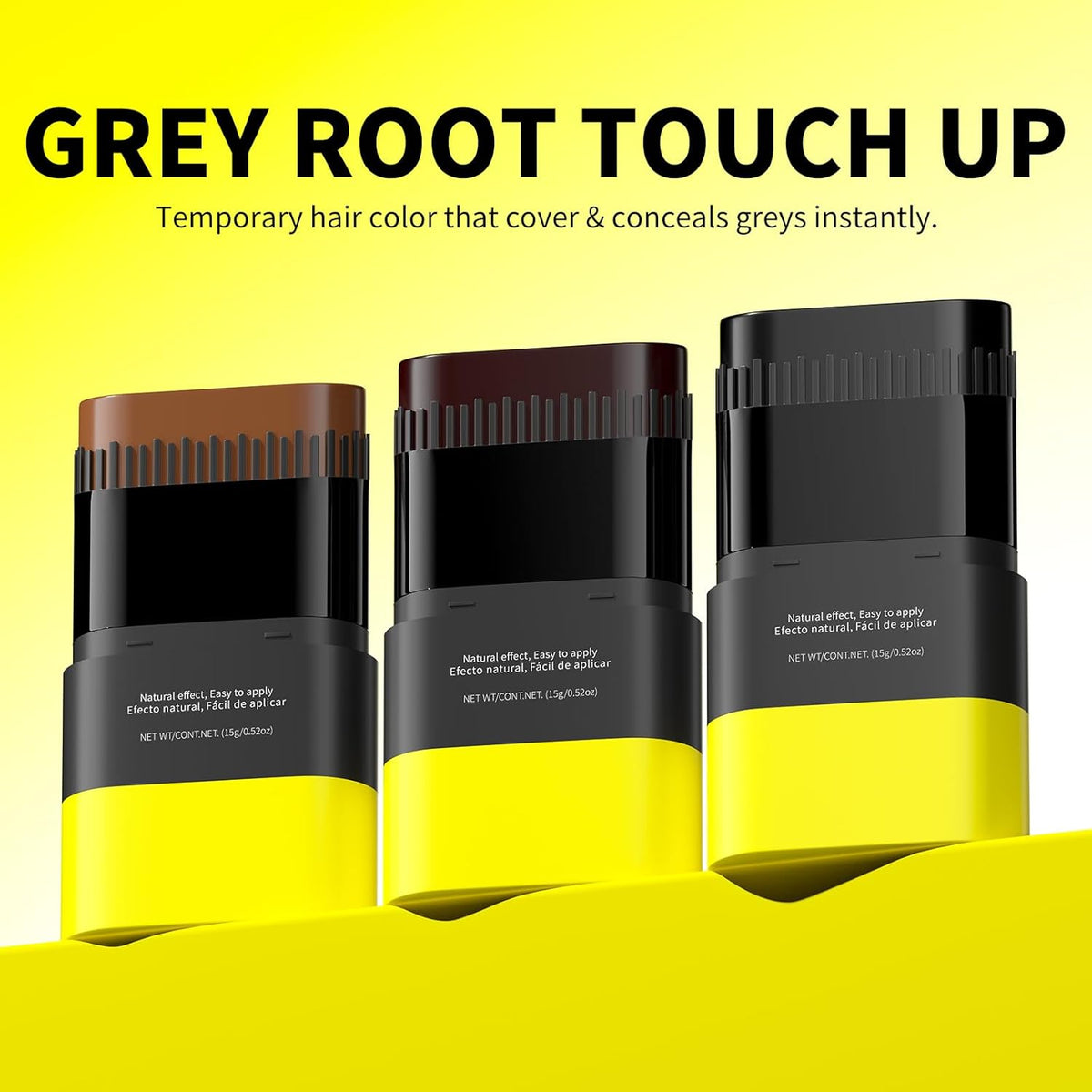 Gowwim Hair Dye Comb, Instant Portable Gray Hair Cover up Hair Dye Stick 2-in-1 Hair Color Stick