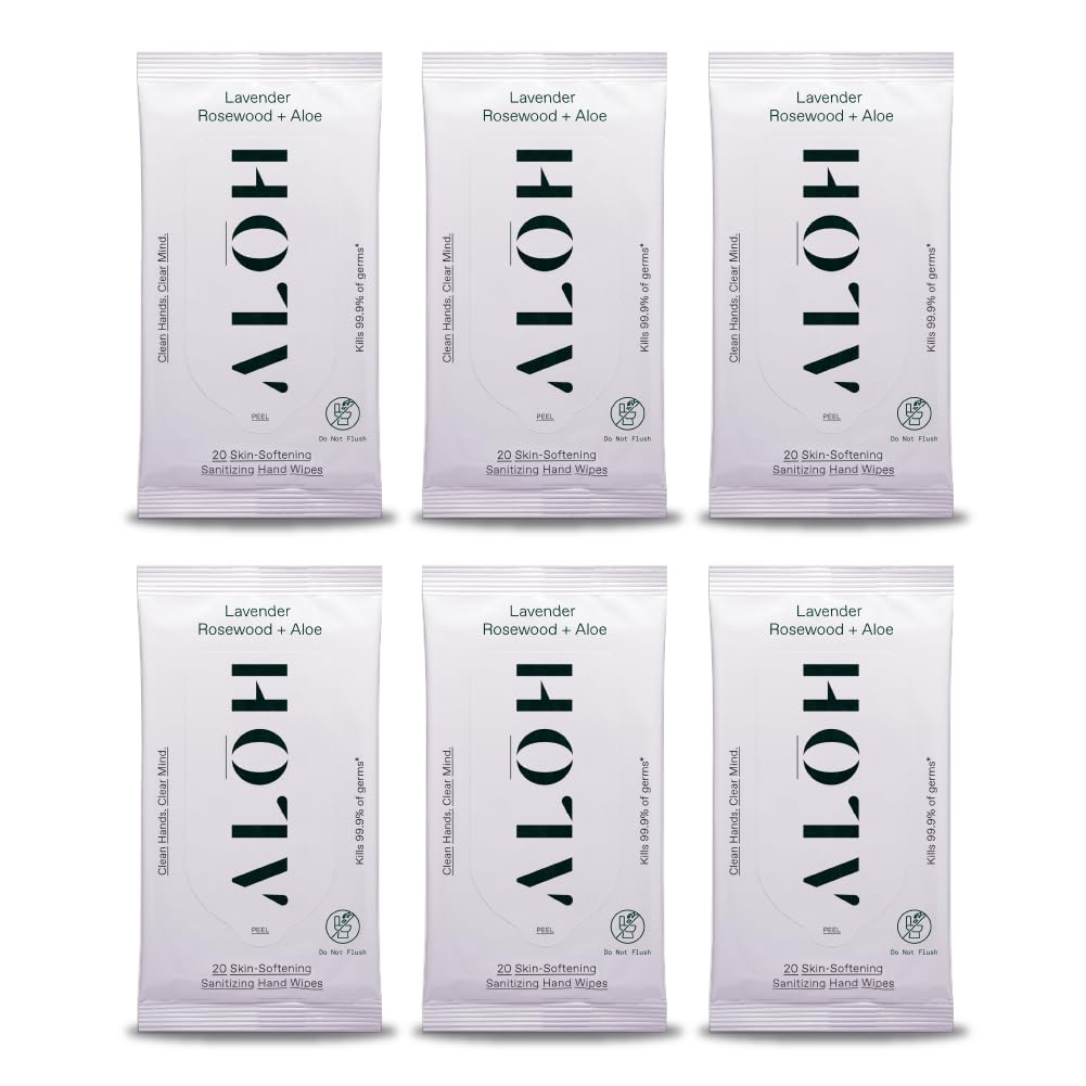 ALŌH Lavender Rosewood + Aloe Sanitizing Hand Wipes - Clean Hands, Clear Mind - On The Go Hand