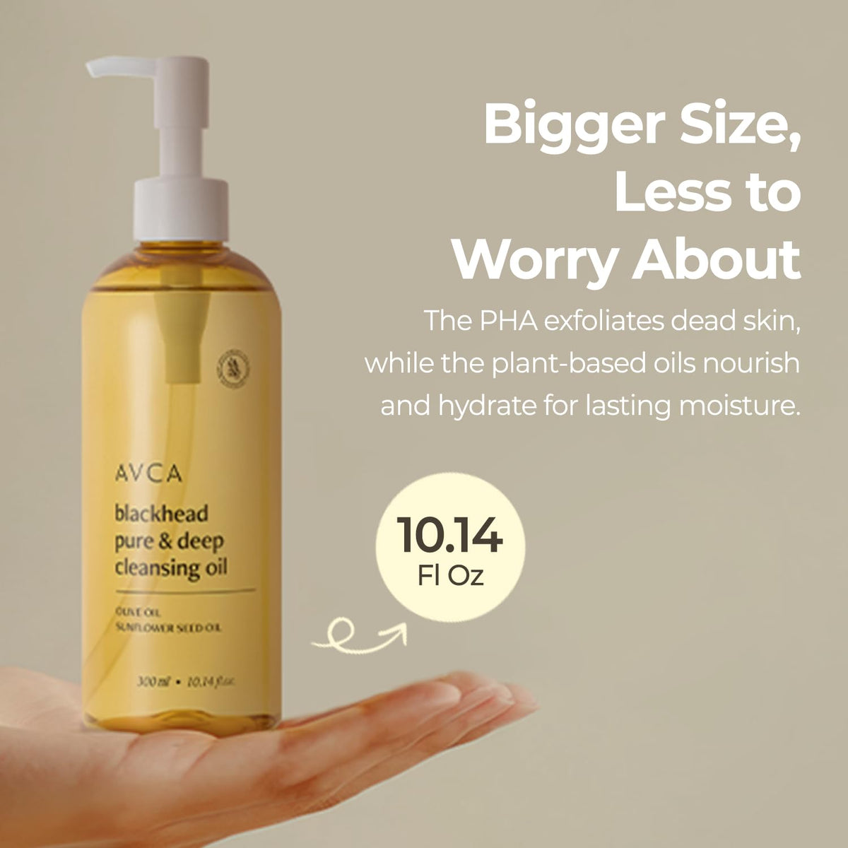 AVCA Korean Blackhead Remover Cleansing Oil 10.14 fl.oz.(300ml) - Oil Cleanser for Face, Makeup