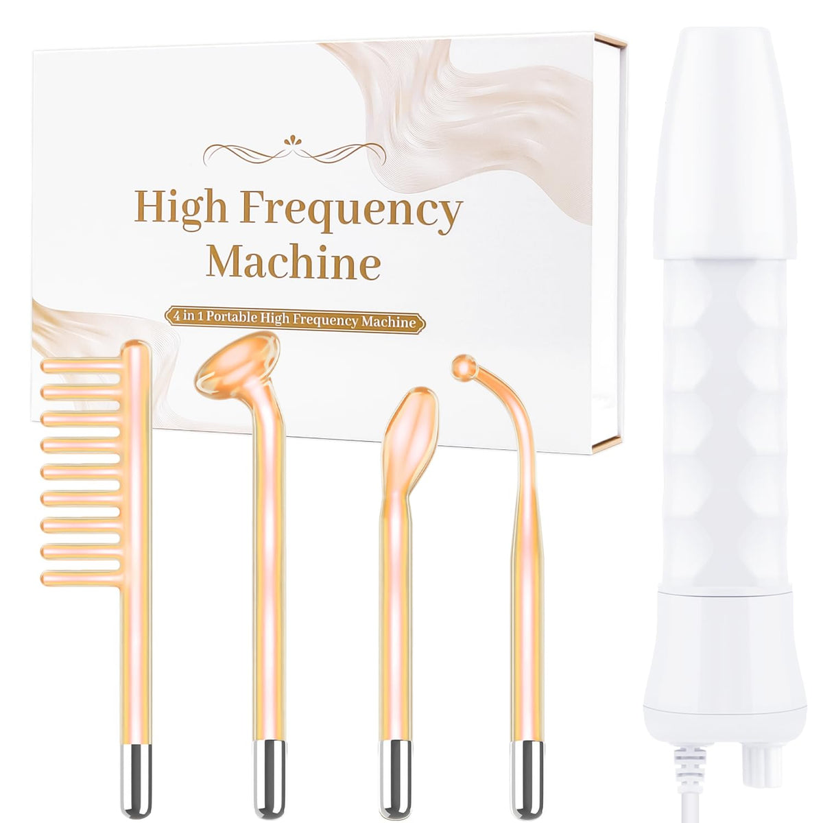 High Frequency Facial Wand - Uaike Orange Portable Handheld High Frequency Facial Machine - with 4