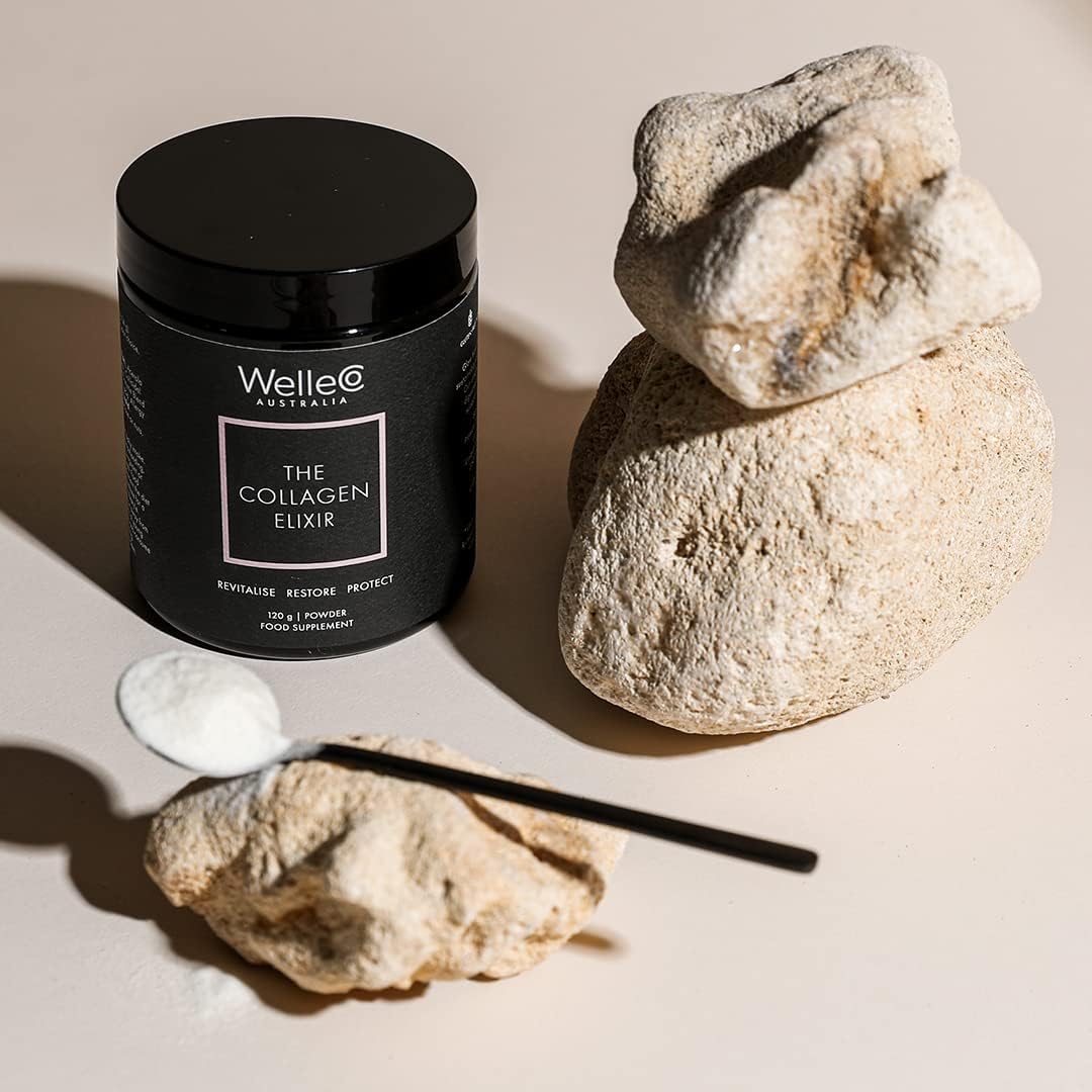 WelleCo The Collagen Elixir Collagen Powder, Marine Collagen Peptides with Vitamin C, Hyaluronic