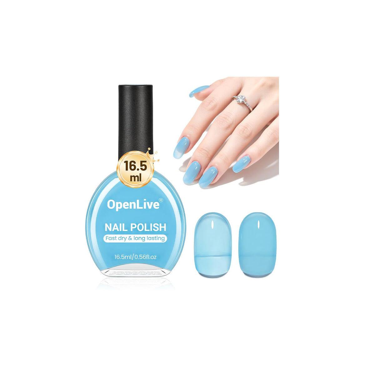 16.5ml Jelly Baby Blue Nail Polish Large Volume Quick Dry Nail Polish, Long Lasting Shine