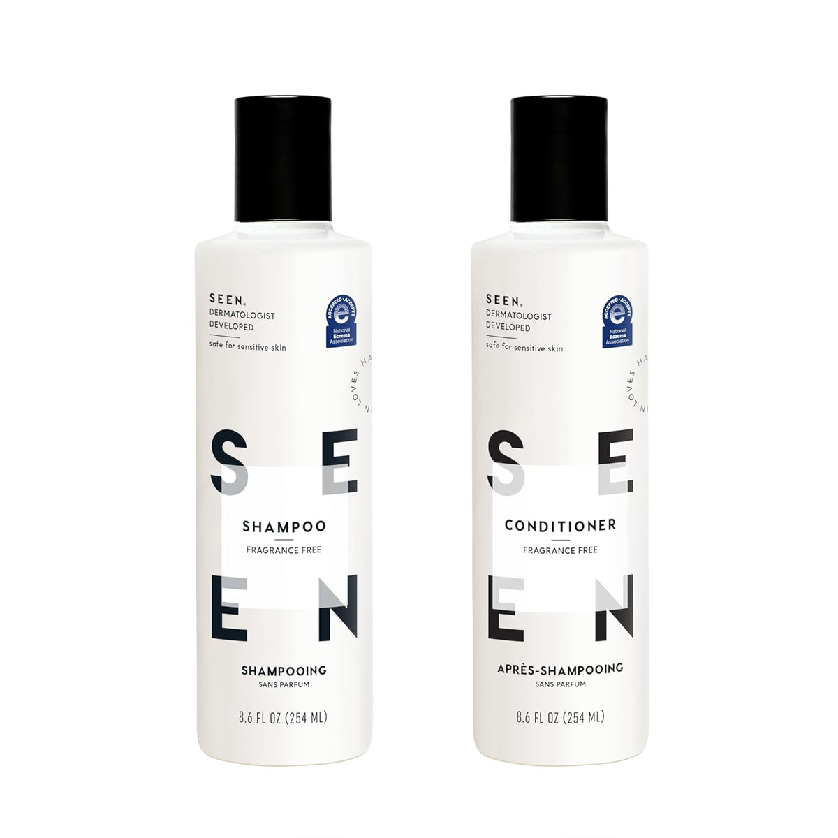 SEEN Shampoo & Conditioner Bundle, Fragrance-Free - Non-Comedogenic & Sulfate-Free Hair Care
