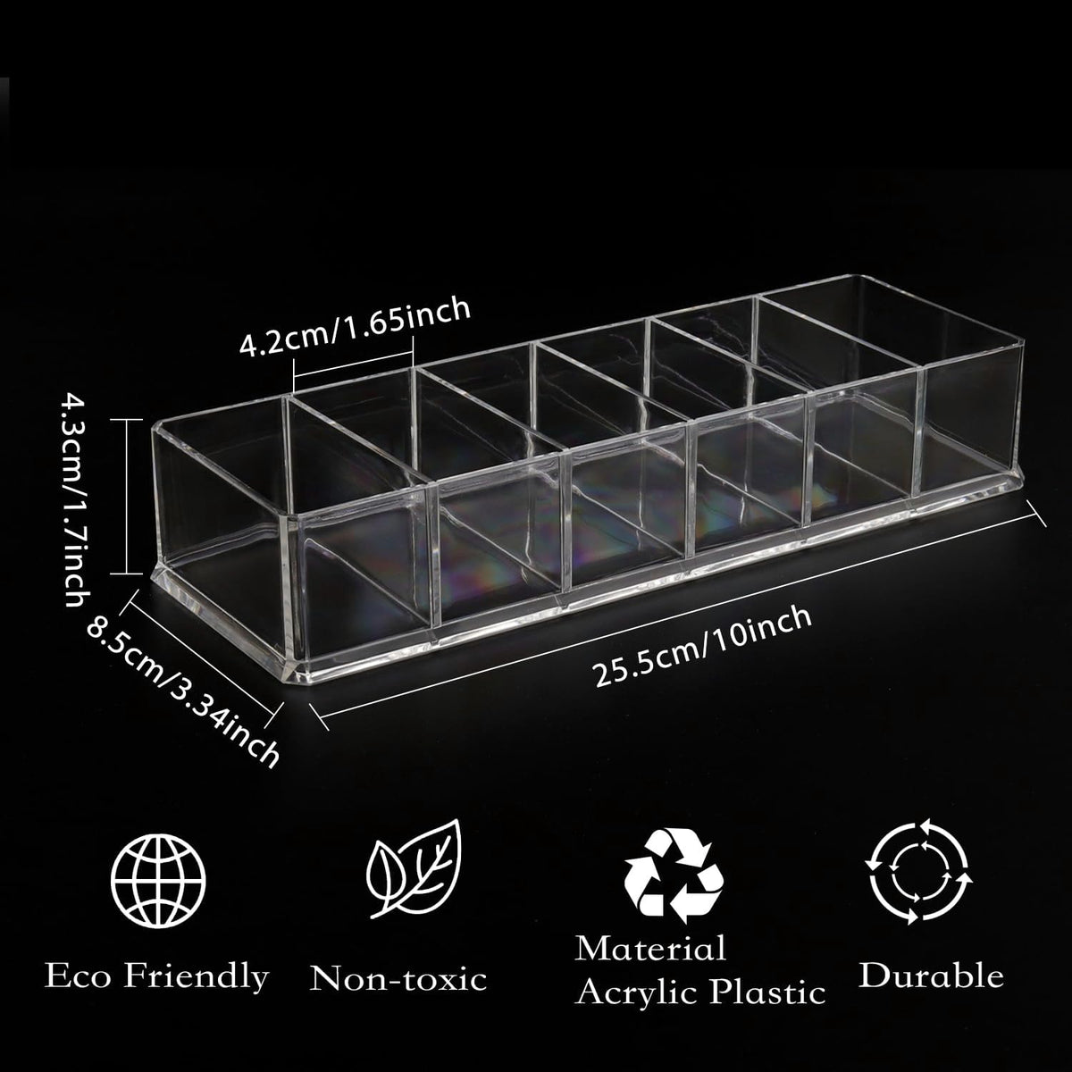 Nsmykhg Makeup Organizer Acrylic Cosmetic Storage Organizer,6 Compartments Acrylic Cosmetic Storage