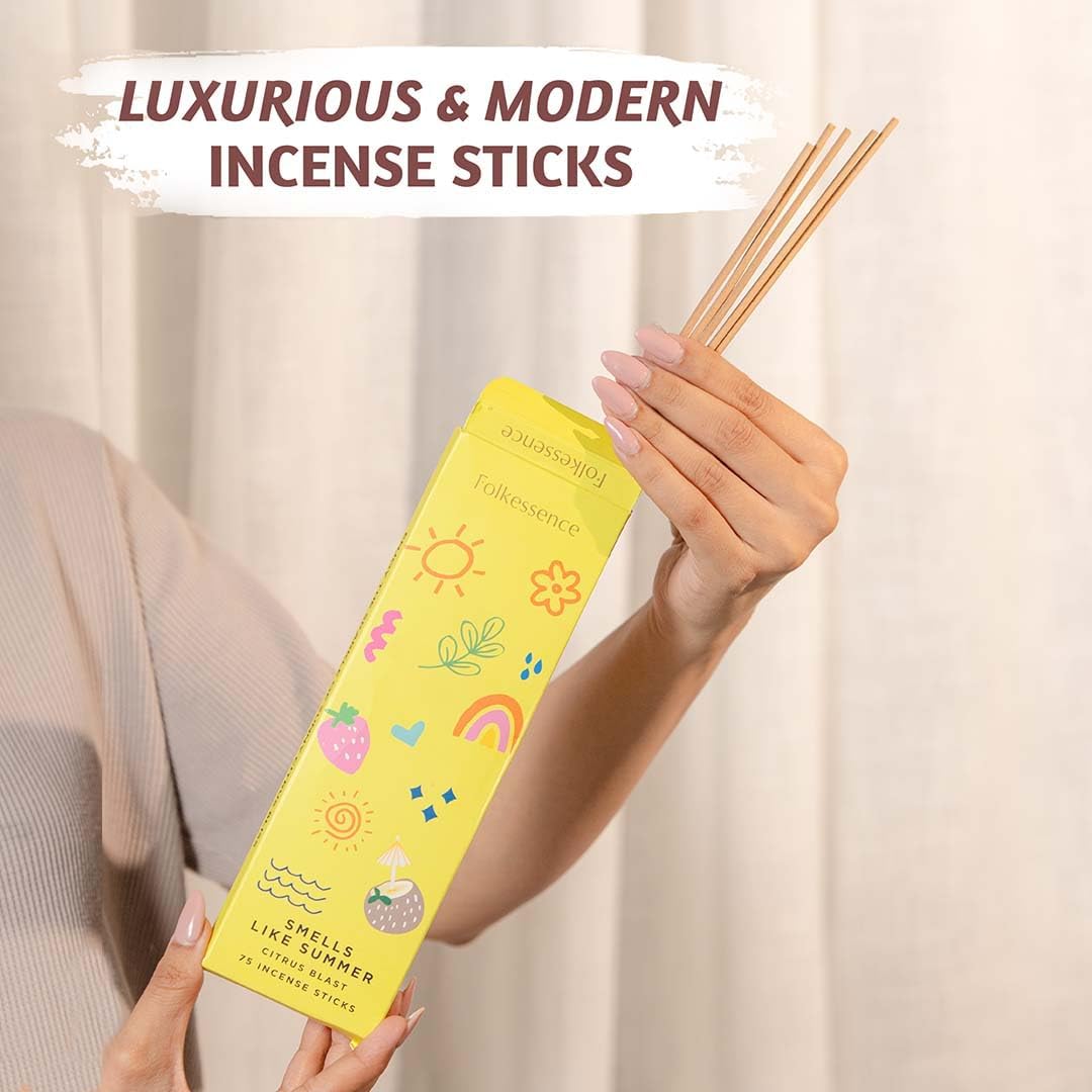 Folkulture Incense Stick for Home | Pack of 75 (8") Insence-Sticks for Meditation with 45 Mins Burn