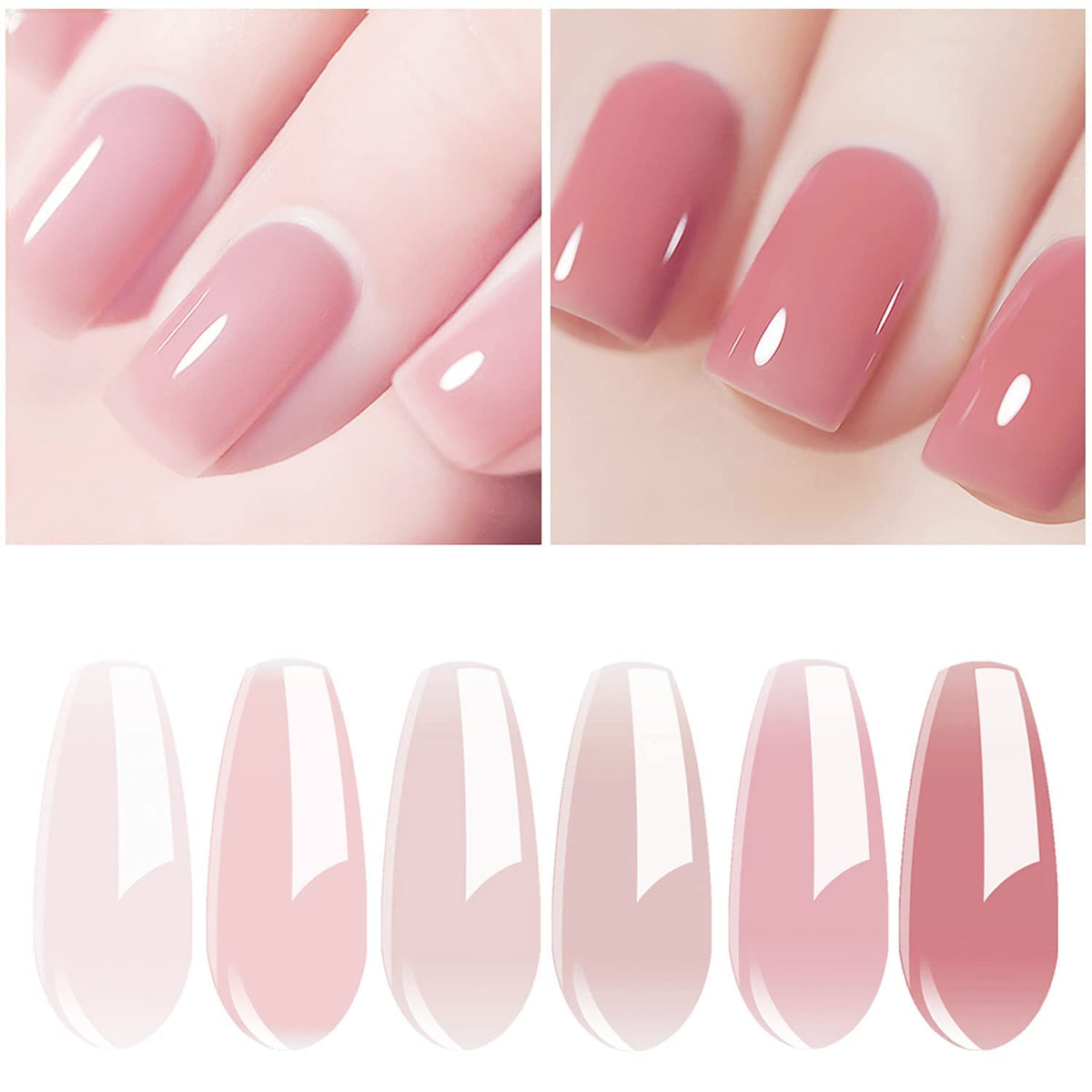 Vishine Gel Nail Polish Kit UV Light, 36W UV LED Nail Dryer Lamp, 6 Sheer Milky Pink Jelly