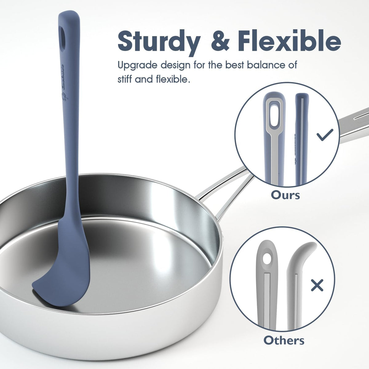 4 Pieces Silicone Spatula Set, Food Grade Rubber Spatula, Upgrade Strong Handle with Ergonomic