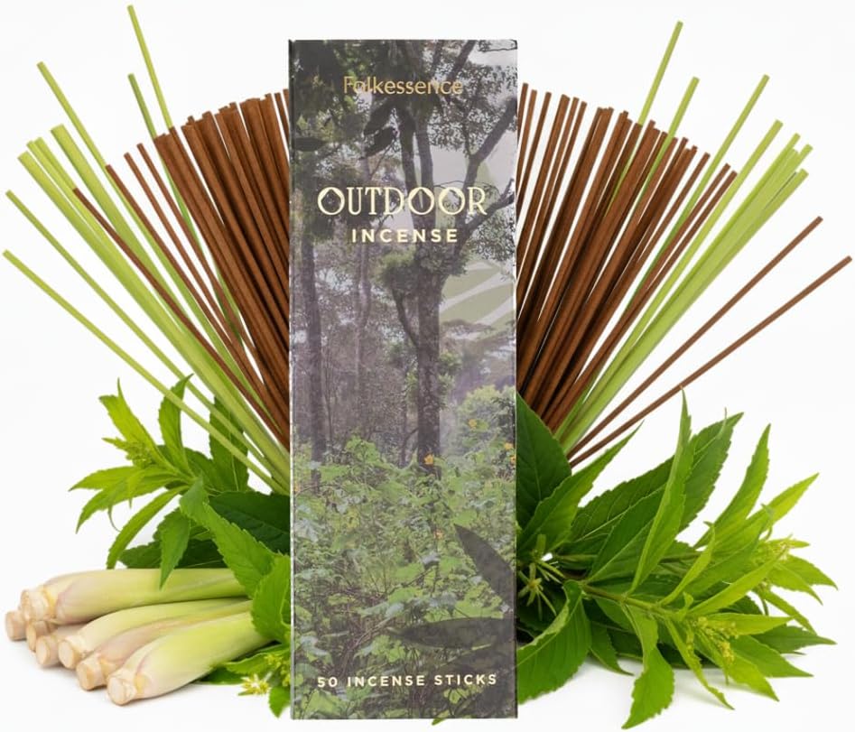 Folkulture Citronella Incense Sticks | Pack of 50 Long 12” Citronella & Lemongrass Incense Sticks |