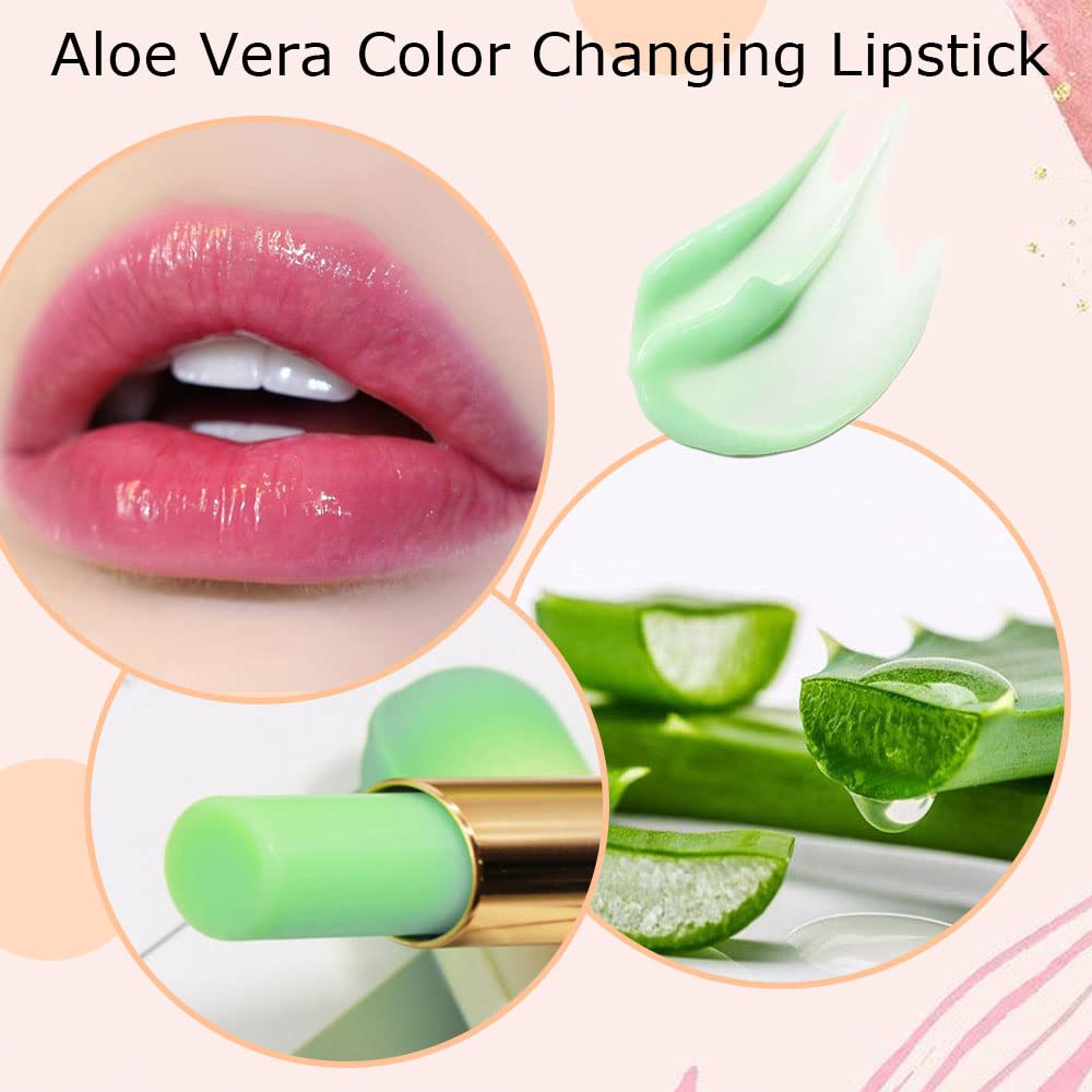 evpct 2Pcs Aloe Vera Tinted Lip Balms PH Lip Color Changing Lipstick Balm Stain Gift Set Queen for