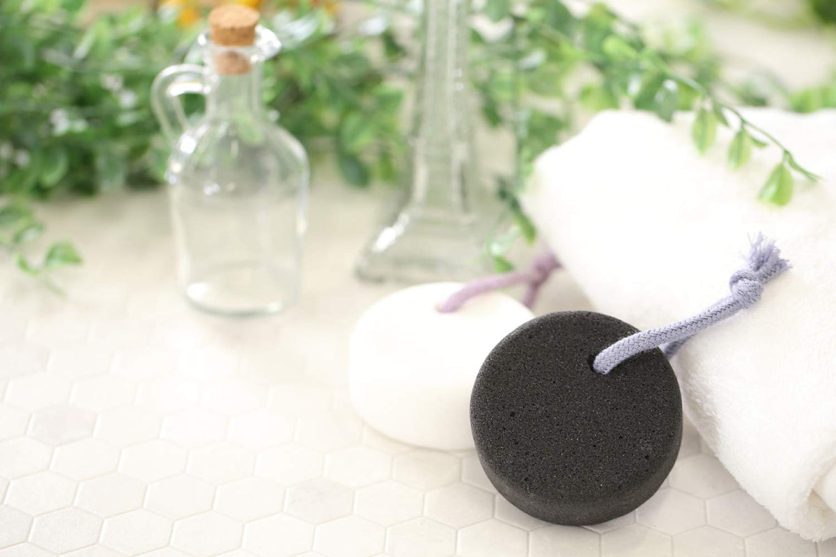 Pumice Stone for Feet, Body, Hands [Made in Japan] Silk or Charcoal Plus Hyaluronic Acid Essence