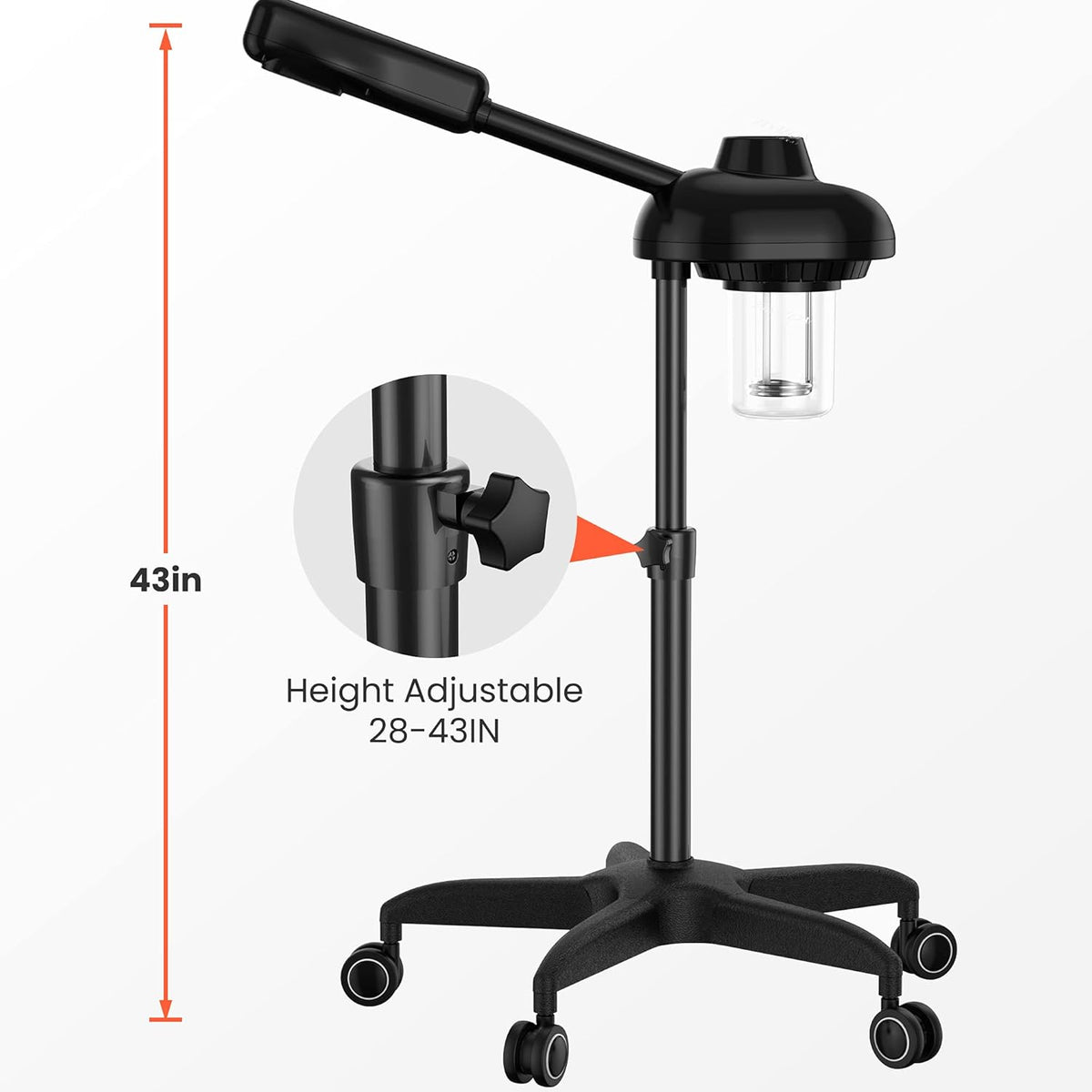 TASALON Facial Steamer on Wheels - Face Steamer for Professional Skin Rejuvenation, Facial Steamer