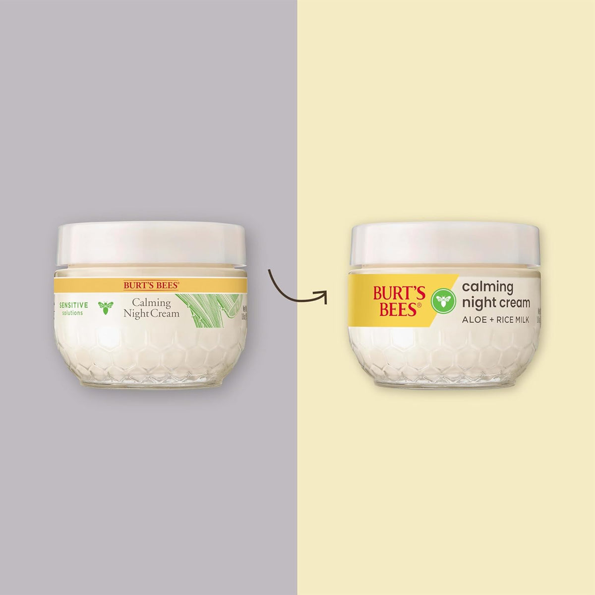 Burt's Bees Calming Night Cream With Aloe and Rice Milk, Face Moisturizer For Sensitive Skin