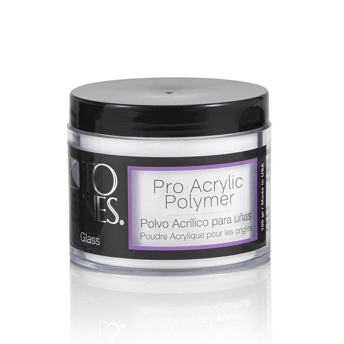 Tones Pro Acrylic Nail Powder, Glass (Clear), (3.5 Fl Oz) - Long-Lasting & Non-Yellowing Polymer