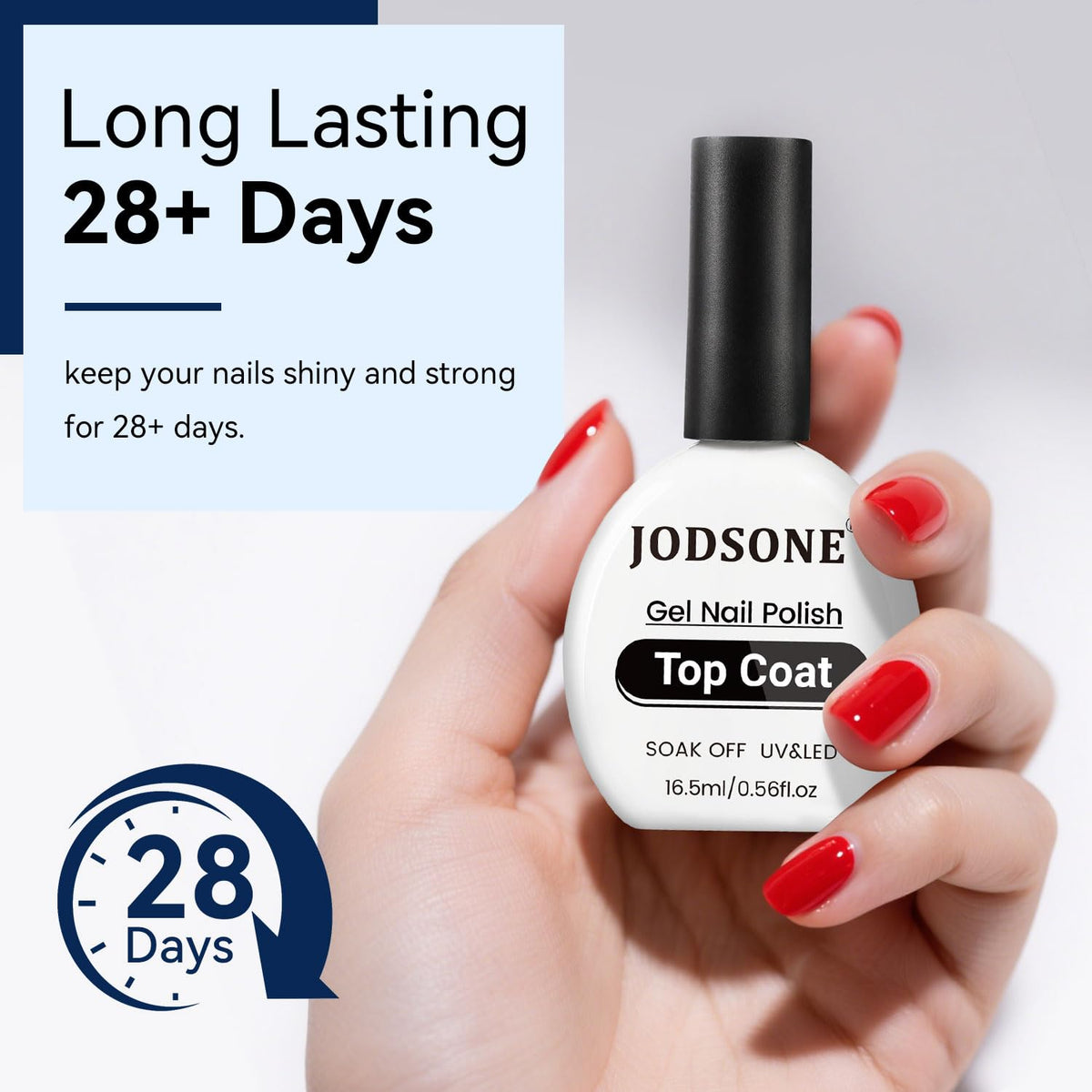 JODSONE 16.5ml Gel Top Coat No Wipe Clear Glossy Shine Finish Long Lasting No Soak Off Nail and