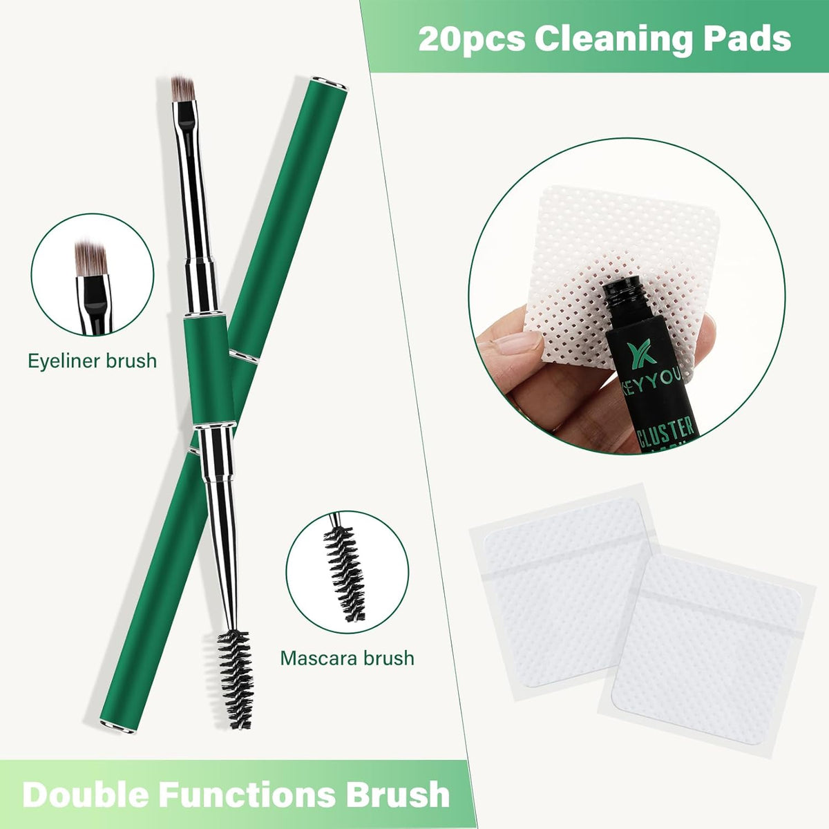 KEYYOU Lash Extension Kit DIY 300Pcs Lash Clusters Eyelash Extension Kit 50D C Curl 9-18MIX Lash