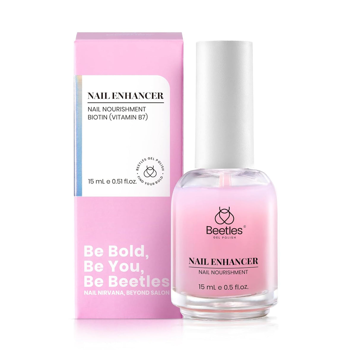 Beetles Nail Strengthener, Air Dry Pink Neutral Nail Polish Strengthener and Growth Nail Growth