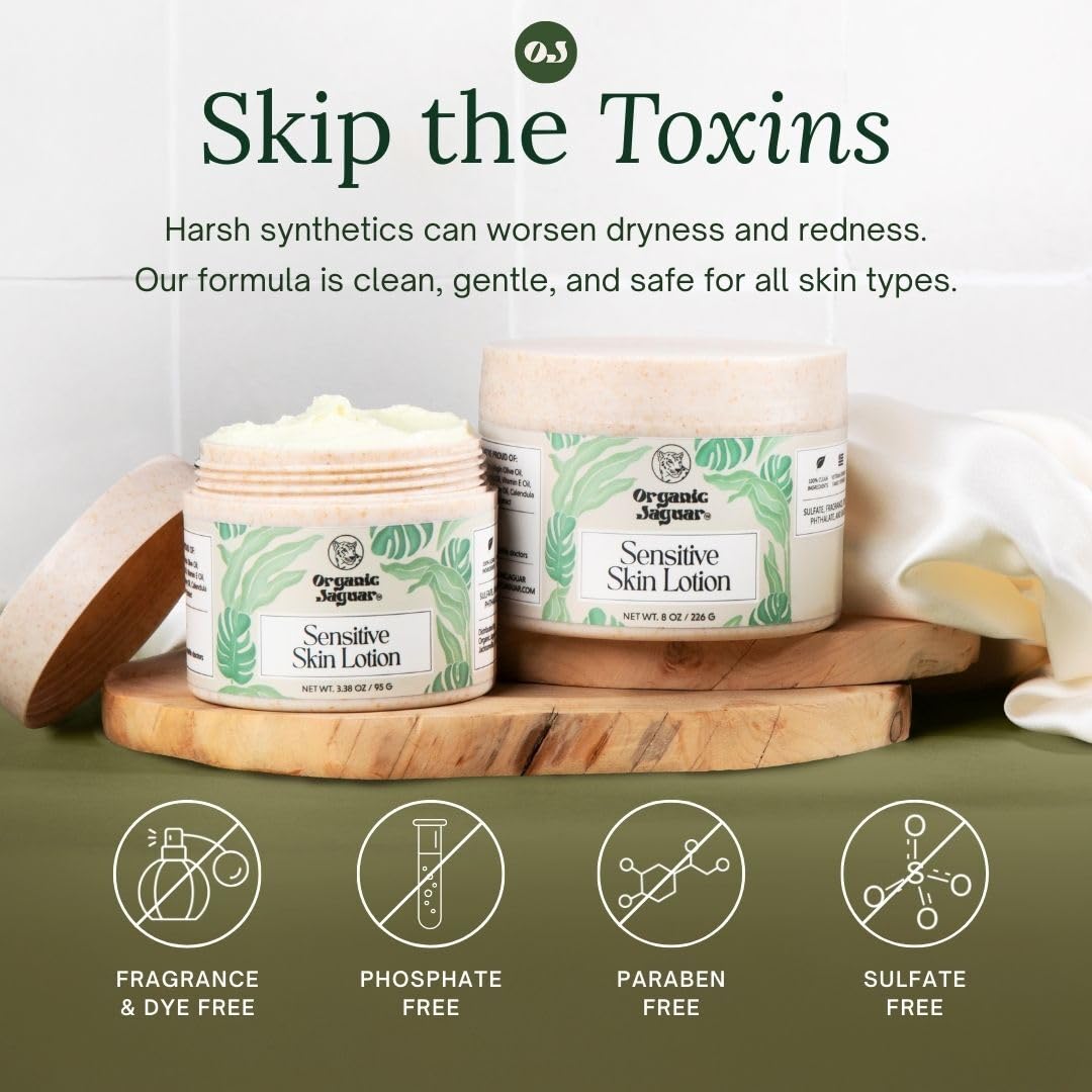 Natural Body Lotion for Sensitive Skin, Scent Free, Sulfate & Paraben Free Body Care, Moisturizer