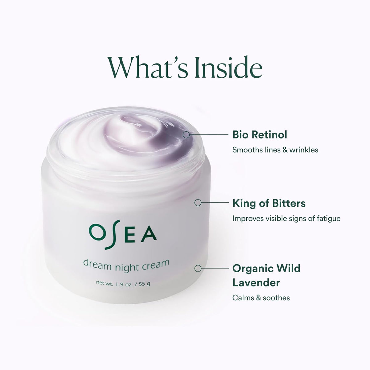 OSEA Dream Night Cream - Anti-Aging Hydrating Face Cream with Algae-Derived Bio Retinol - Plumps