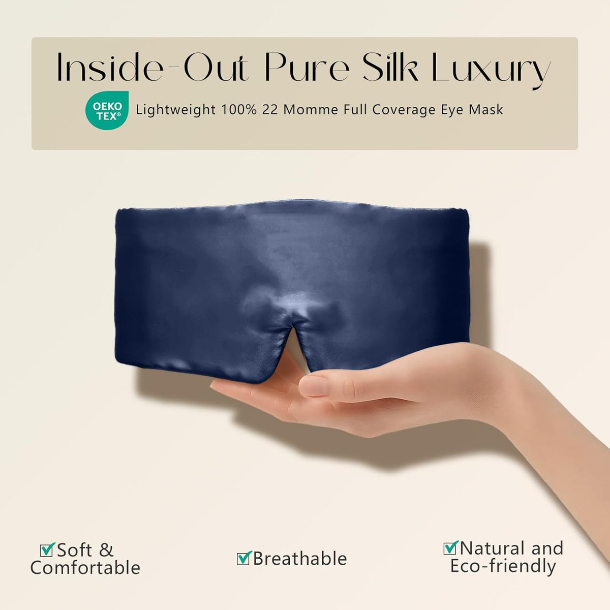 ZIMASILK 100% 22 Momme Mulberry Silk Sleep Mask - Full Silk Filled, Ultra-Soft & Breathable