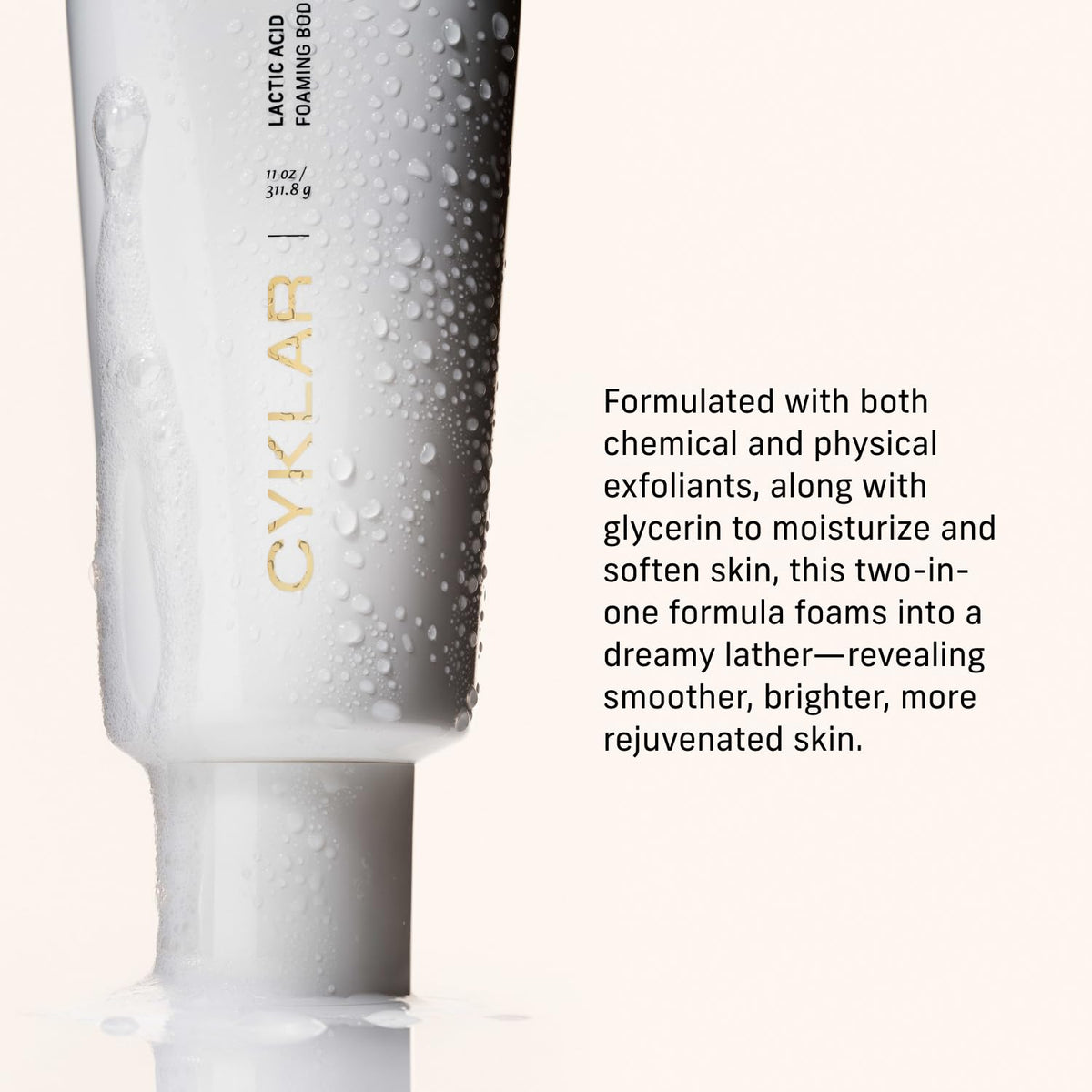 Lactic Acid Foaming Body Polish – Exfoliating Body Wash with Chemical & Physical Smoothers