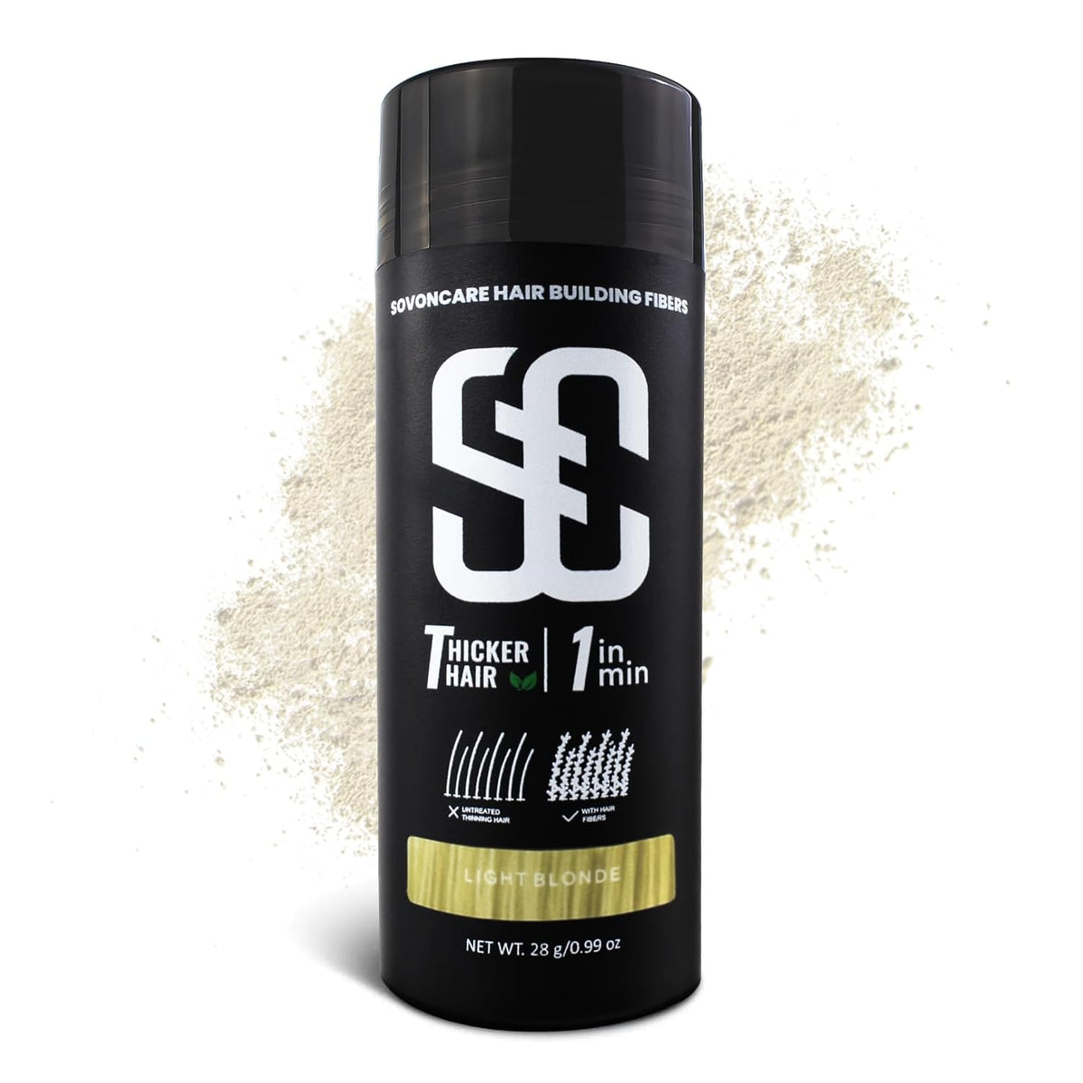 SOVONCARE Hair Fibers for Thinning Hair Light Blonde, Hair Building Fibers for Bald Spots