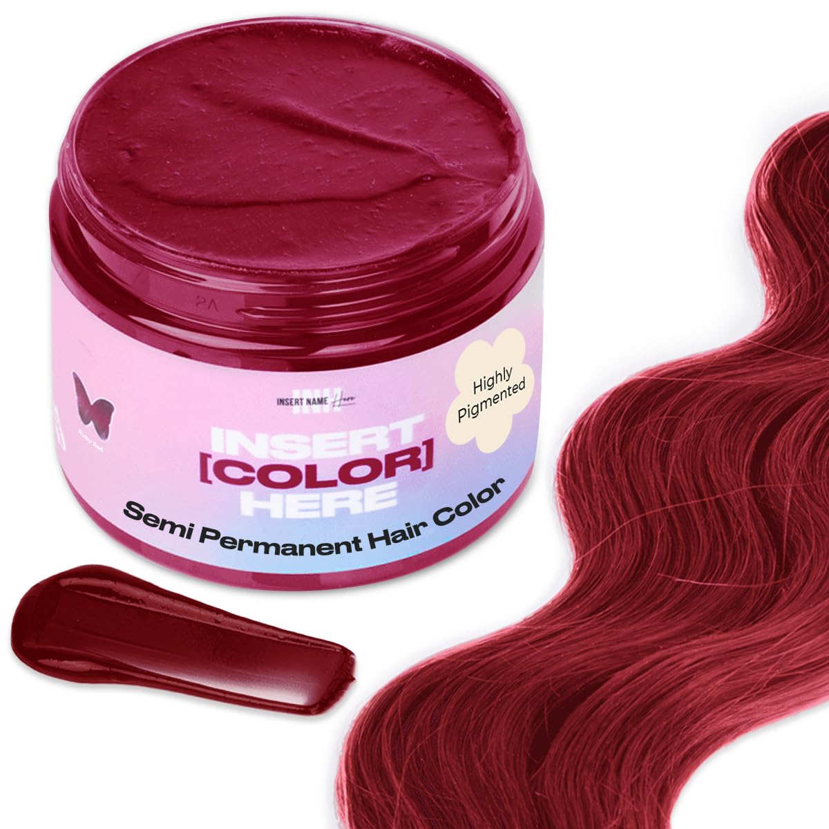 INH Semi Permanent Hair Color | Color Depositing Conditioner | Ruby Red Hair Dye | No Bleach & No