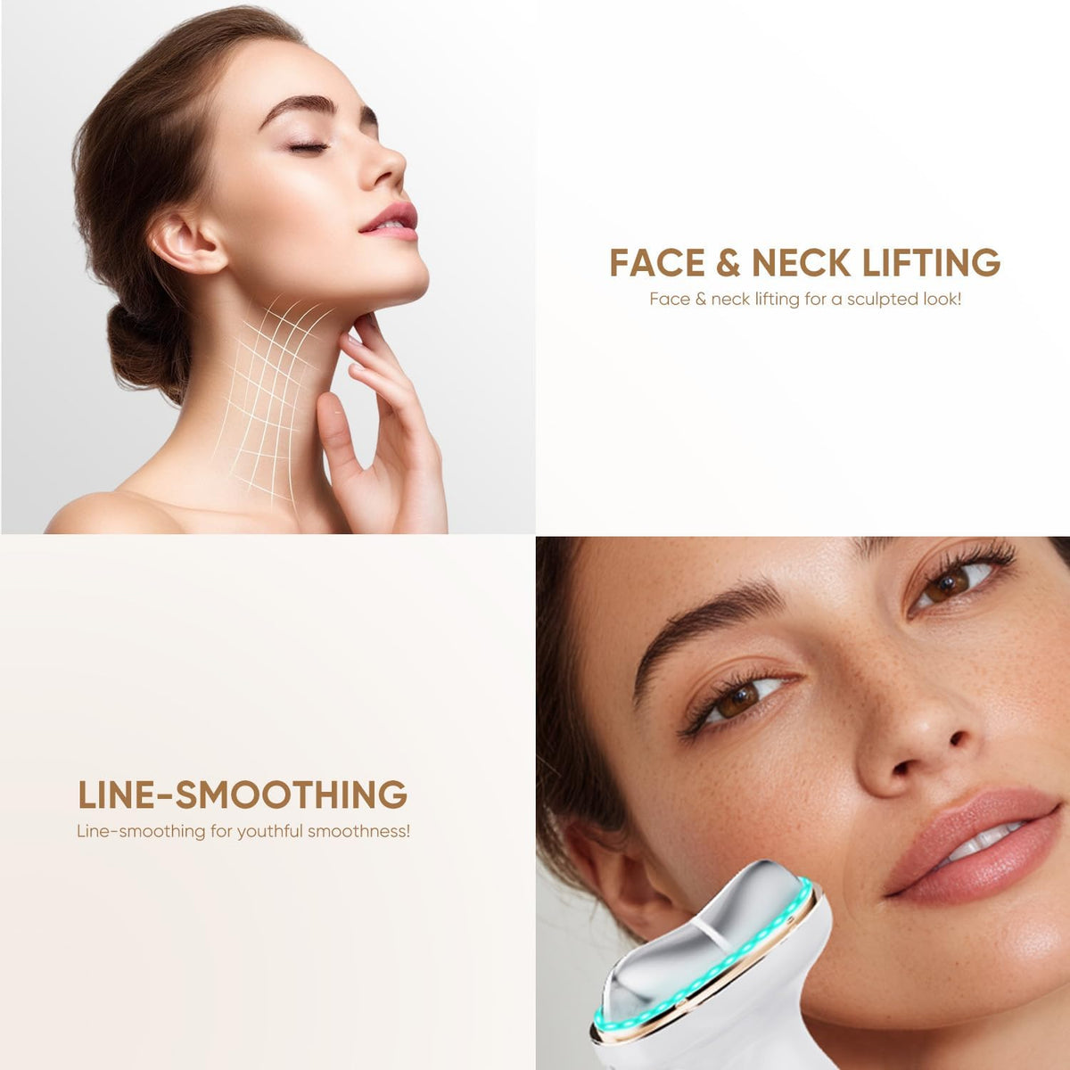 Microcurrent Facial Device with Red Light Therapy - 7-in-1 LED Sculptor & Cooling Gua Sha for Face