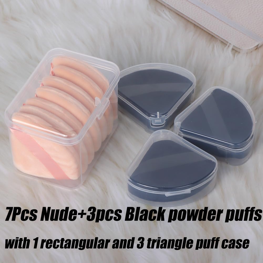 Ocim 10Pcs Triangle Powder Puffs for Face Powder,Soft Velour Triangular Beauty Puff,Makeup