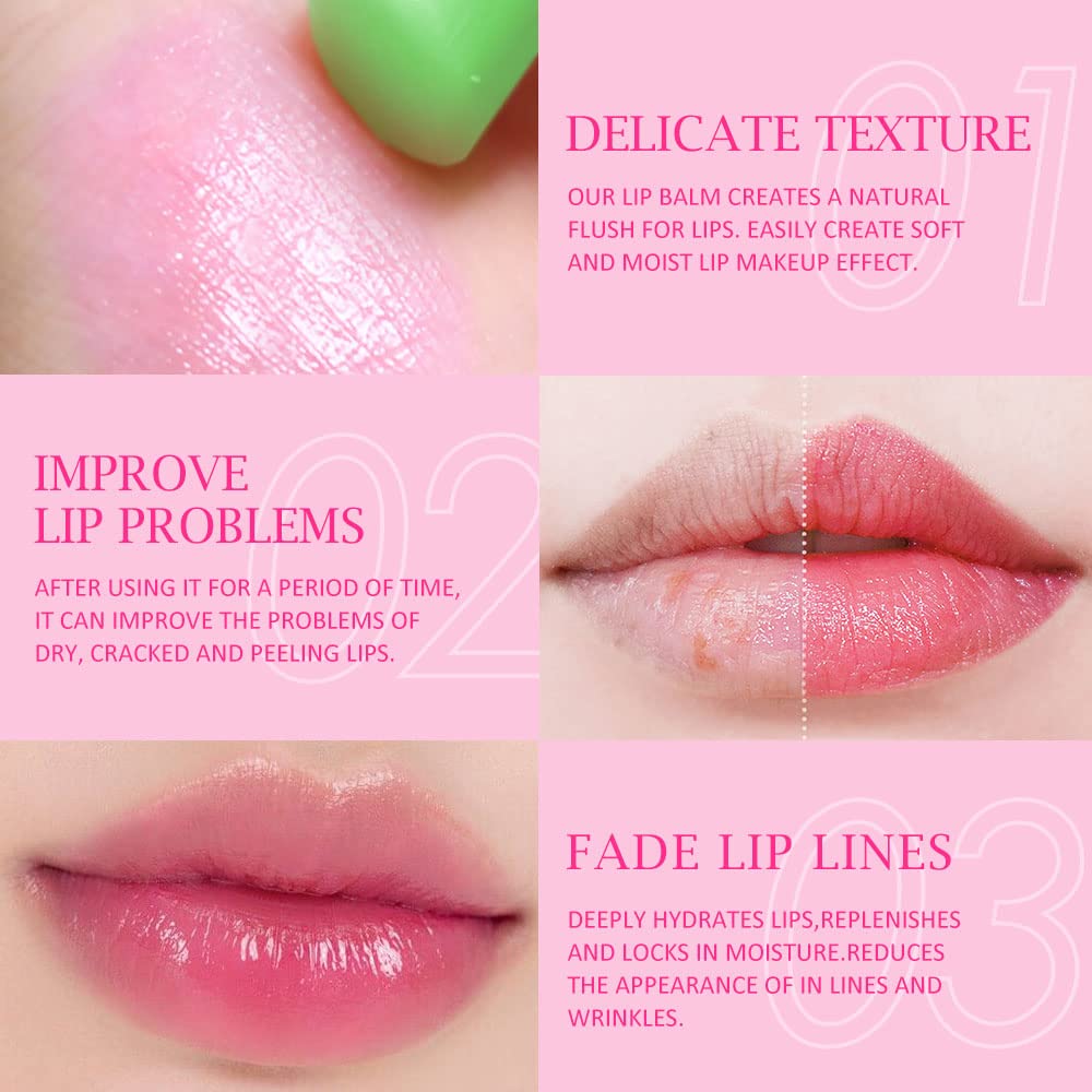 evpct 2Pcs Aloe Vera Tinted Lip Balms PH Lip Color Changing Lipstick Balm Stain Gift Set Queen for