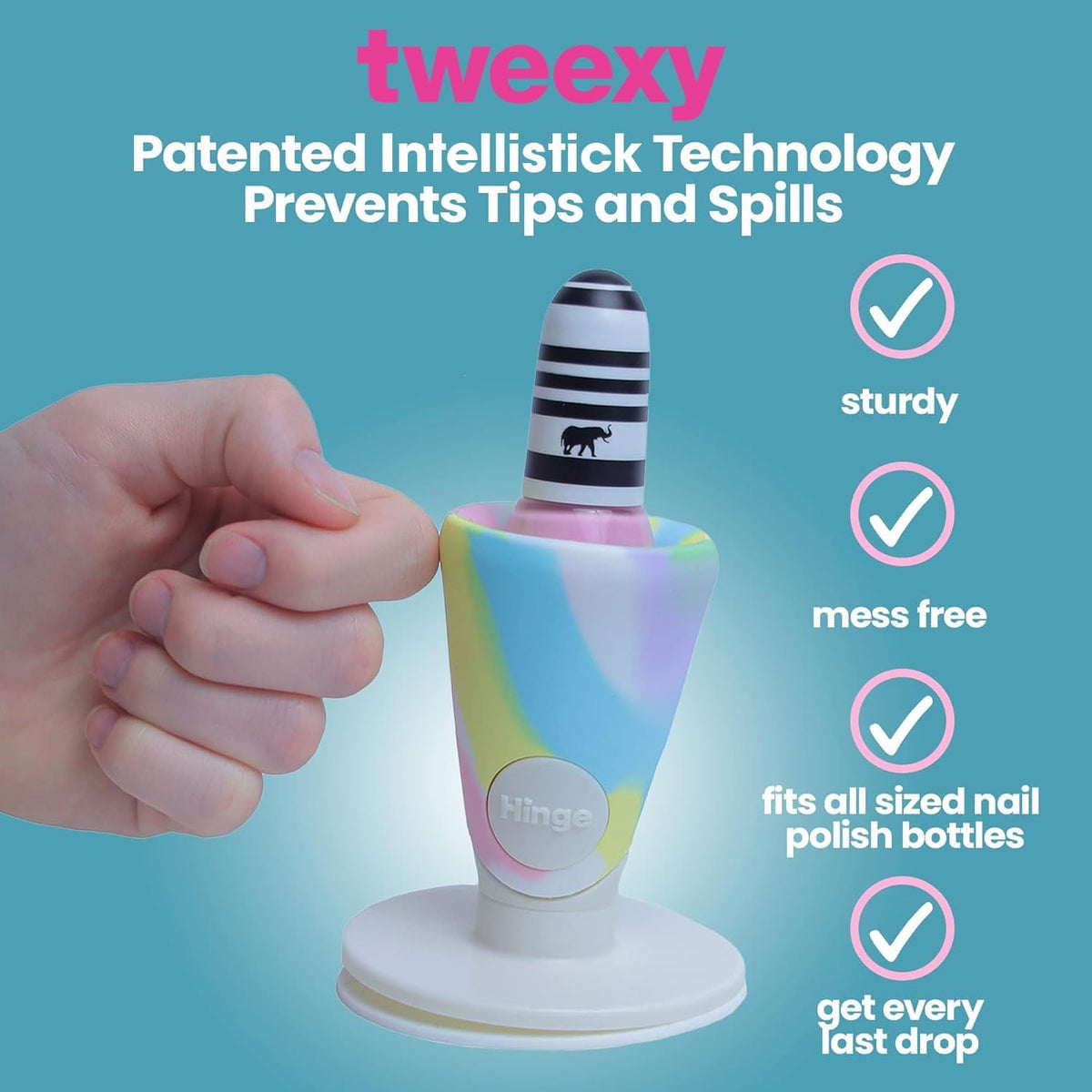 tweexy Hinge Untippable Nail Polish Bottle Holder | Anti-Spill Nail Polish Holder Stand, Tilted