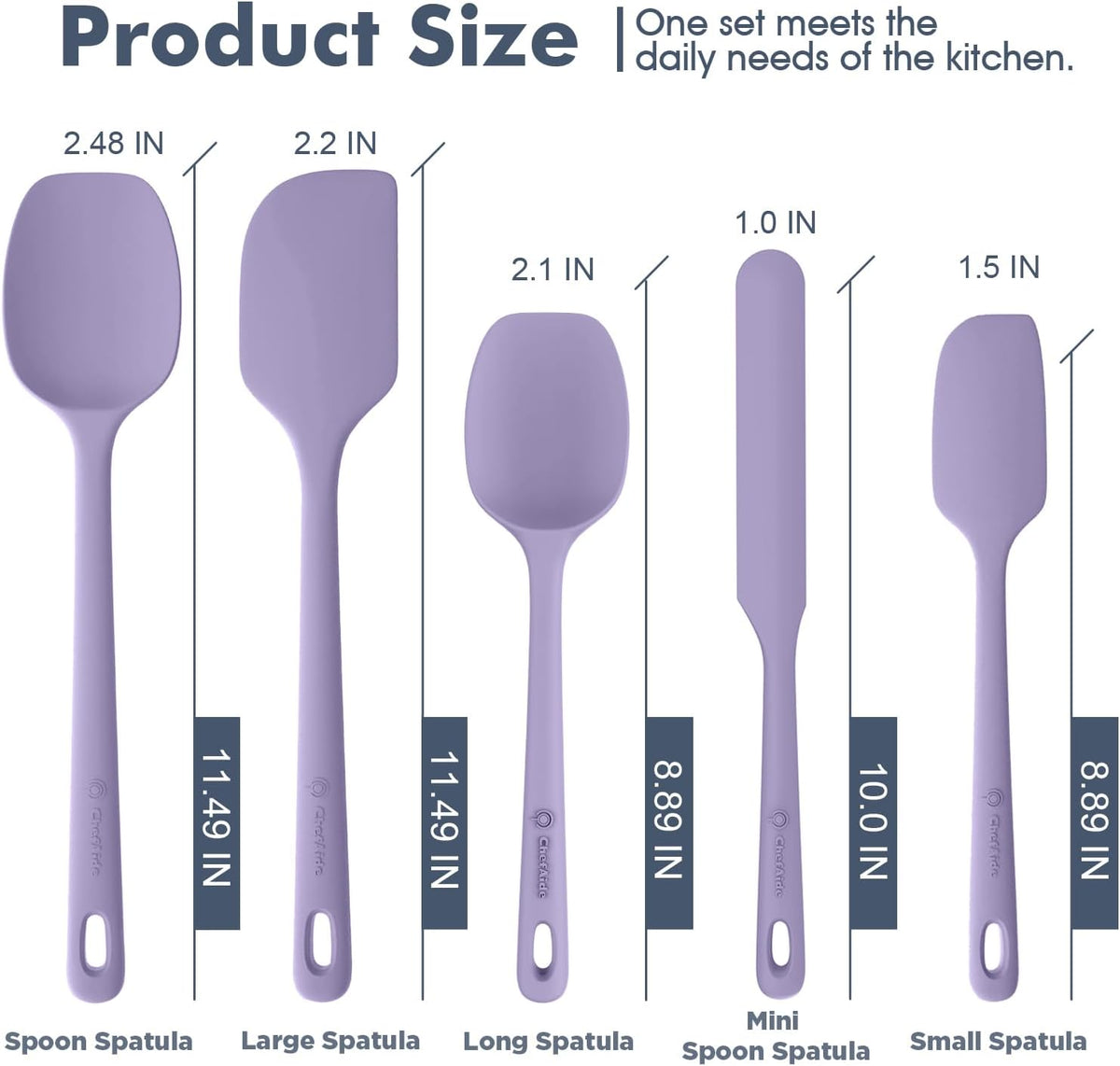 5 Pieces Silicone Spatula Set, Food Grade Rubber Spatula, Upgrade Strong Handle with Ergonomic