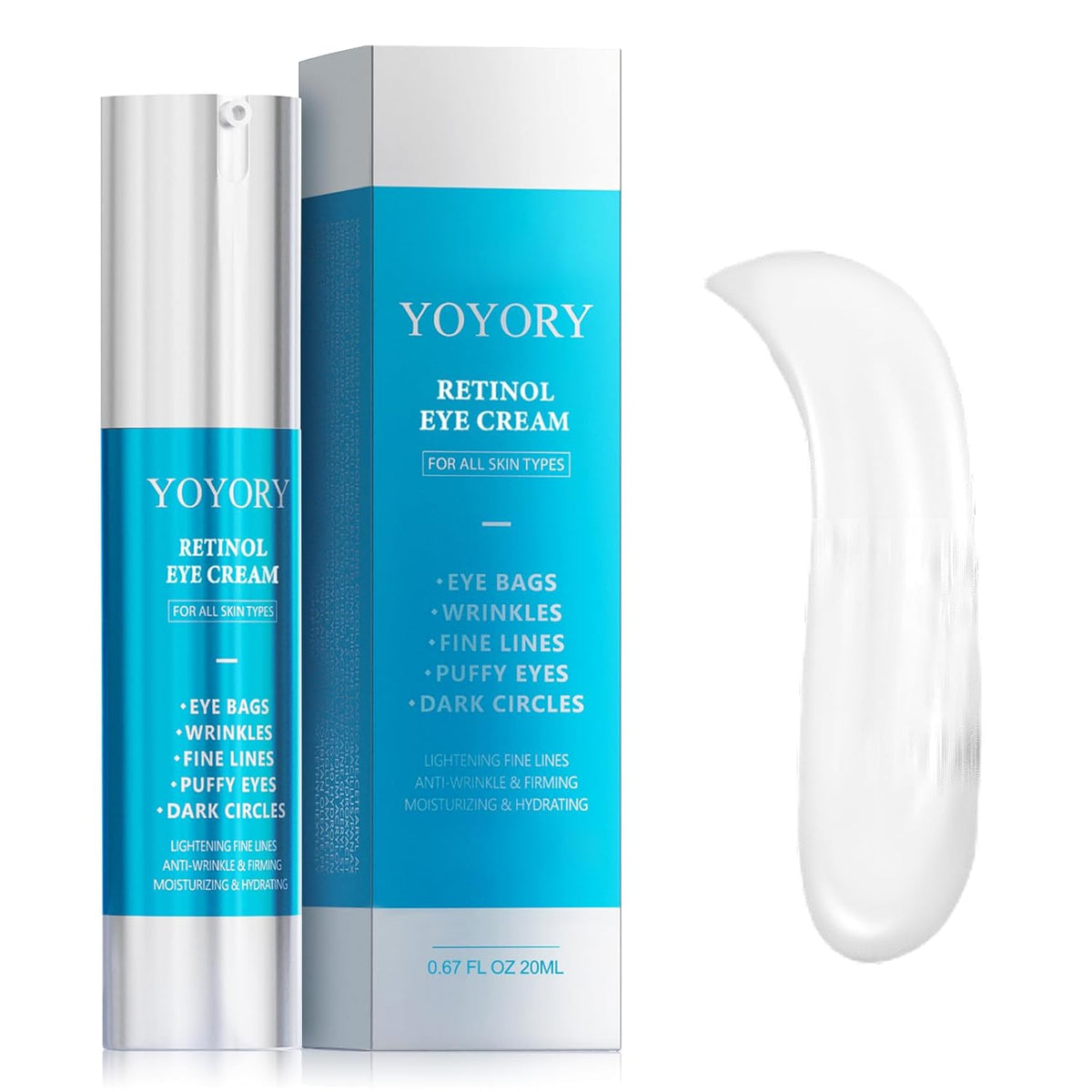 Retinol Under Eye Cream - Anti-Aging Eye Cream for Eye Bags, Dark Circles, and Fade Wrinkles, Fine