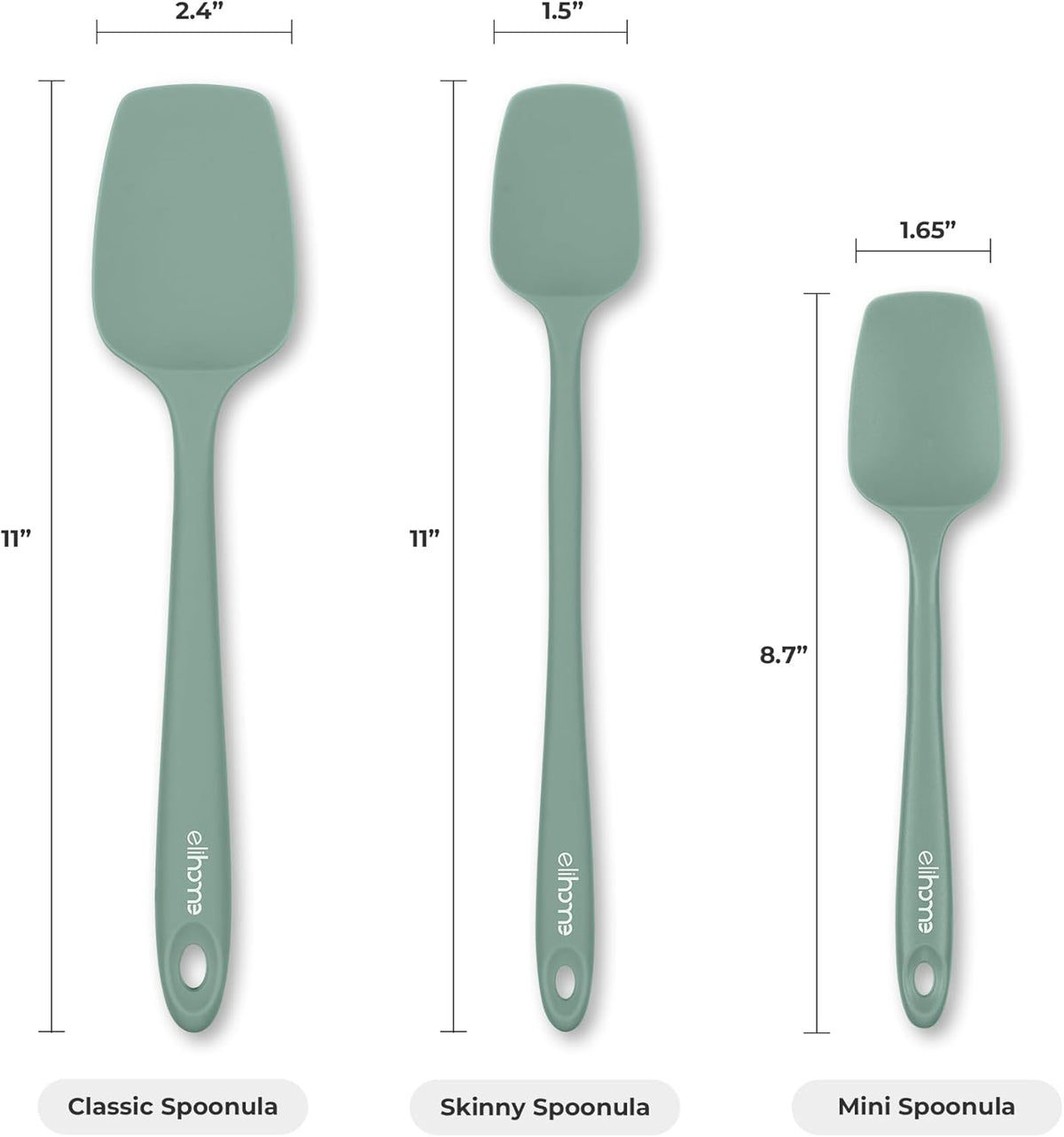 Elihome Classic Silicone Spoonula - Non-Stick Heat Resistant Silicone Scraper Spatula for Mixing