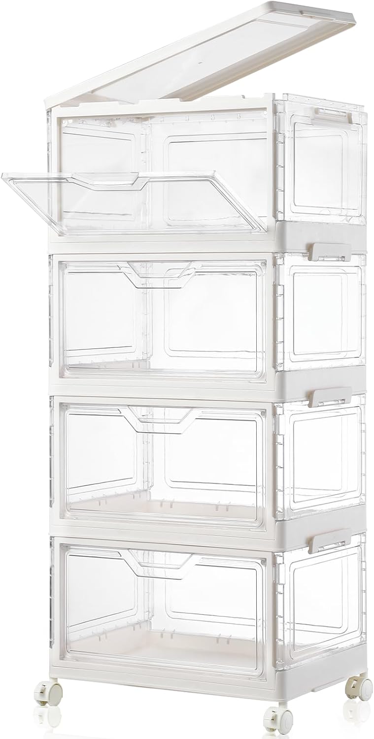 Collapsible Plastic Storage Bins with WheelsClear Stackable Storage Bins with Lid Stackable Storage