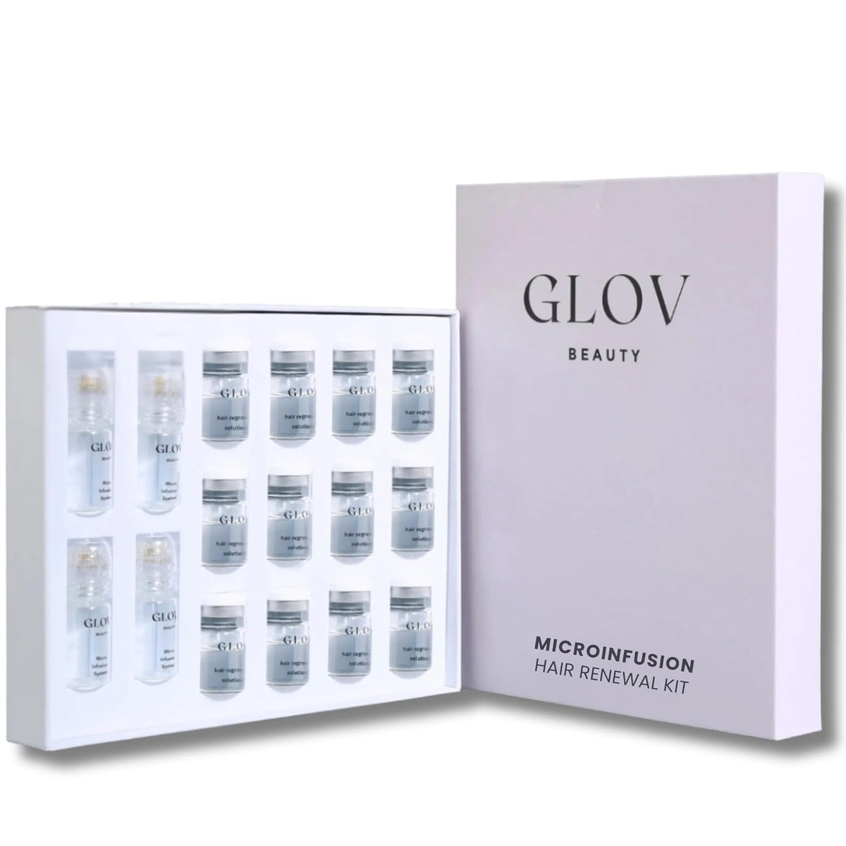 Micro Infusion Hair Renewal Kit - with Hyaluronic Acid, Peptide & Botanical Serum Ampoules - Helps