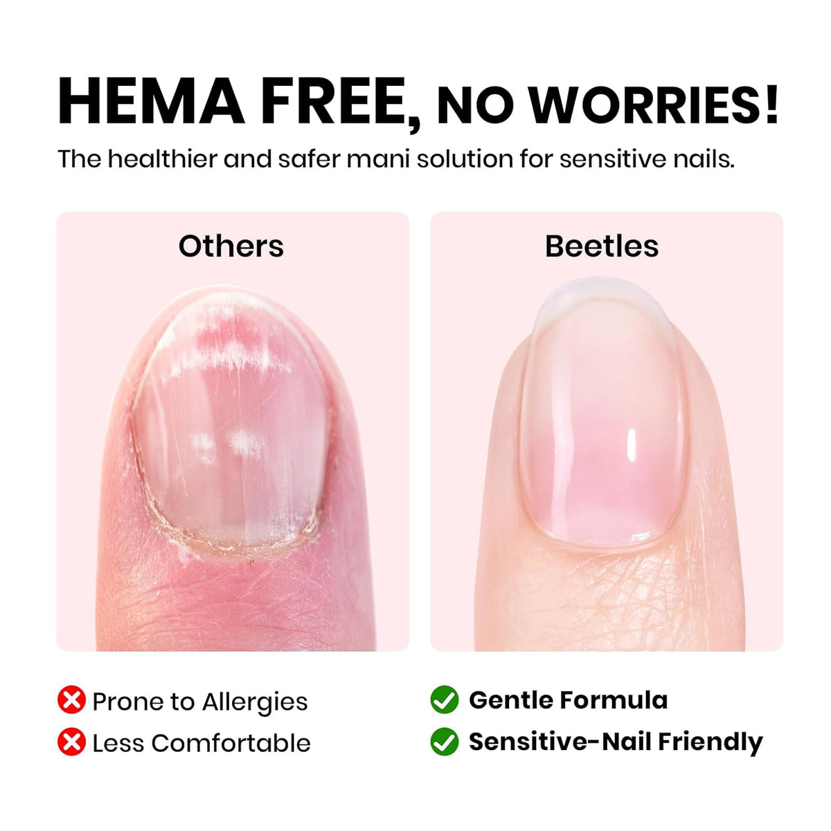 Beetles HEMA Free Builder Nail Gel with No Wipe Top Coat Gel Nail Polish and Base Coat Set for