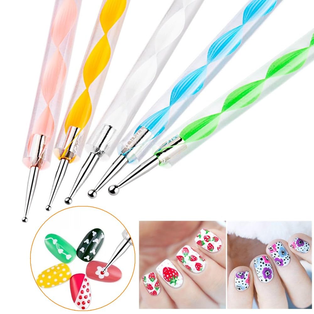 Nail Art Design 11PCS Kits - Resin Nail Art Palette, 5Pcs Nail Art Sculpture Pen Dual Tipped